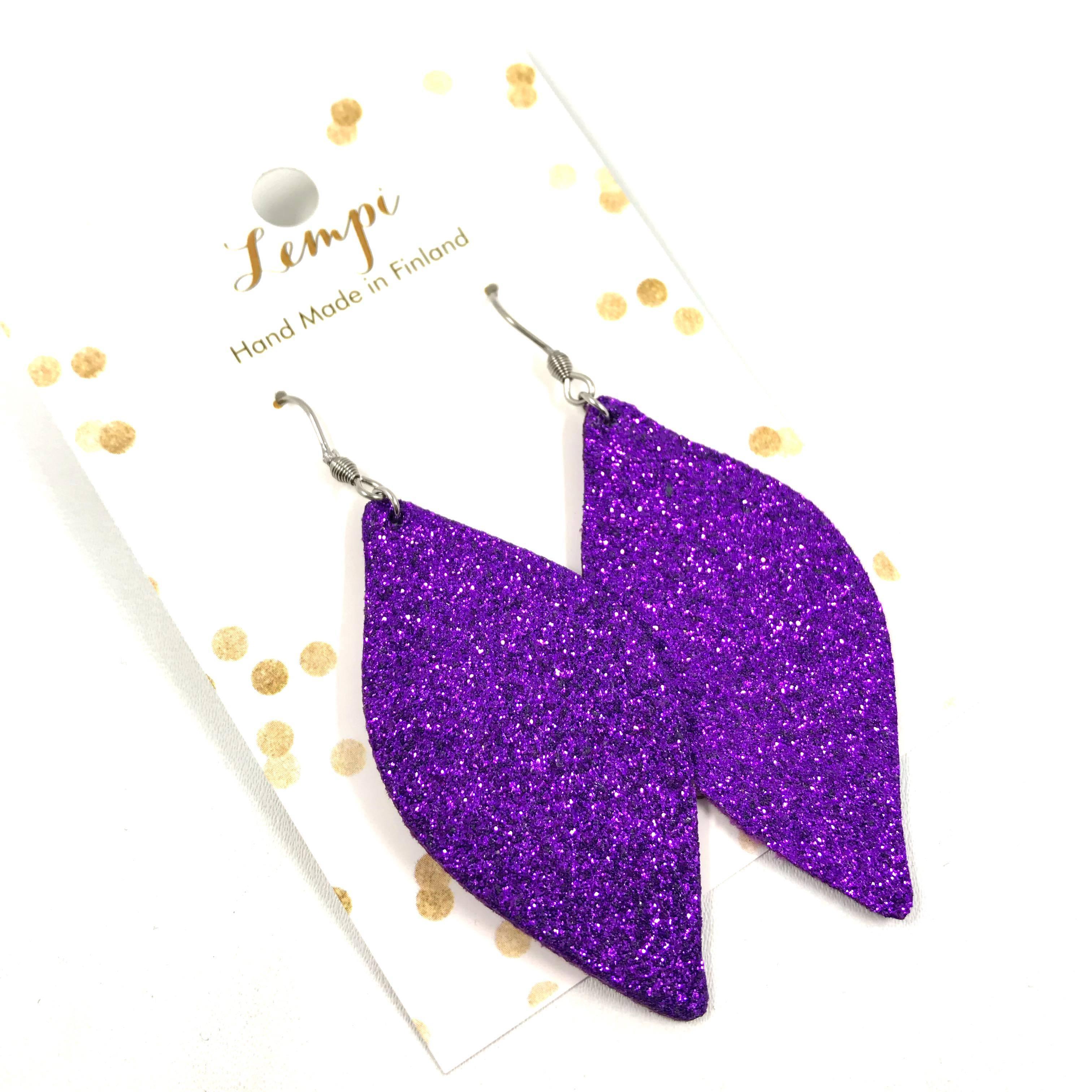 LEMPI earrings, Rose petal (purple glitter)