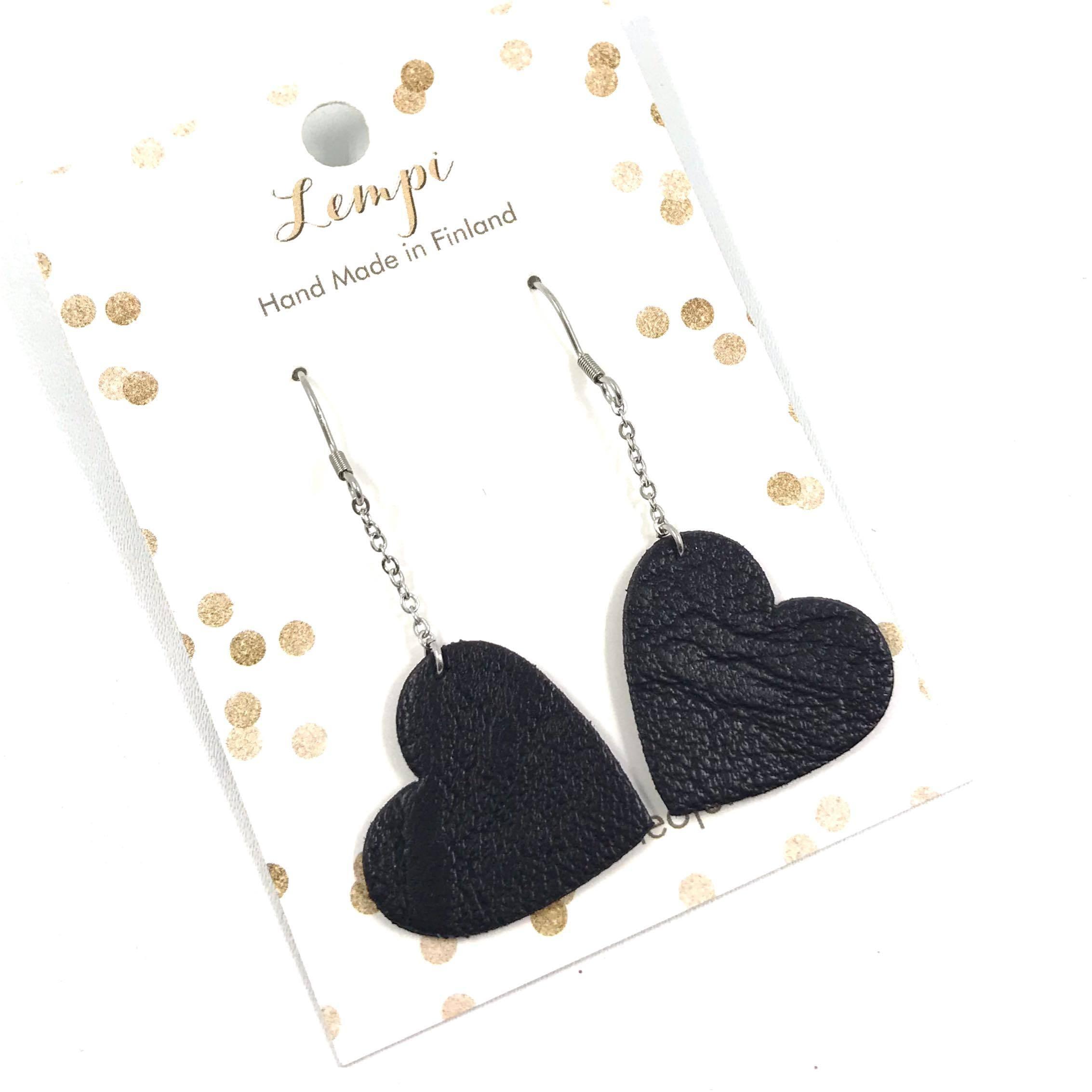 LEMPI earrings, Lempi (1-piece with chain, black)