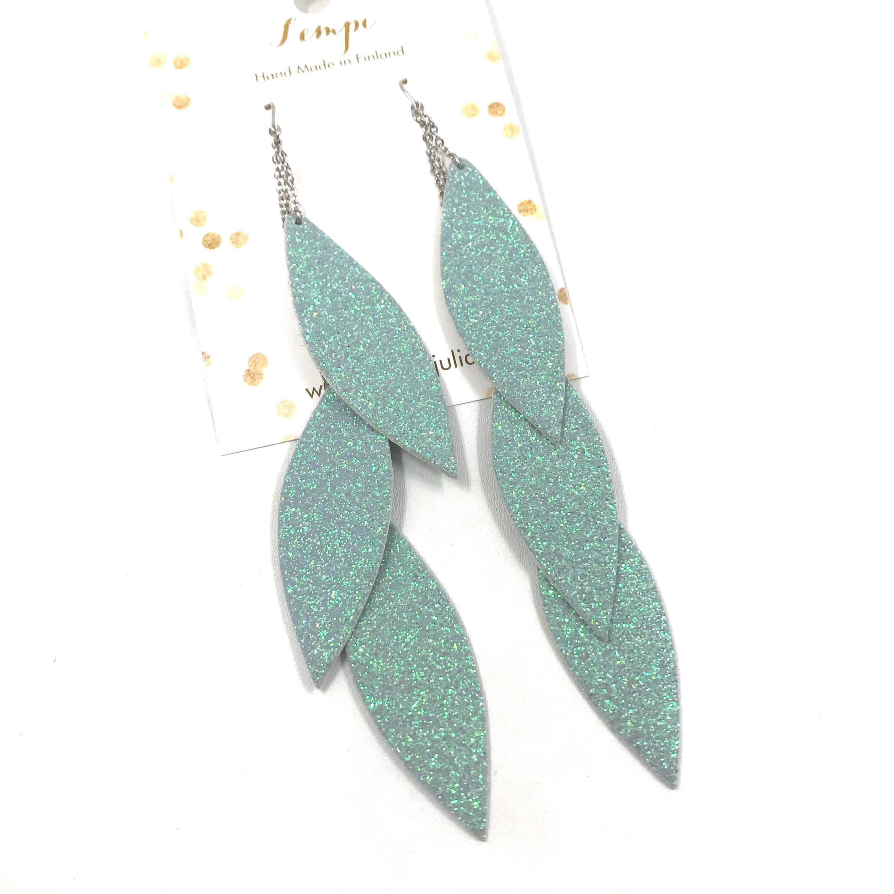 LEMPI earrings, Laura (mint glitter, three-piece)