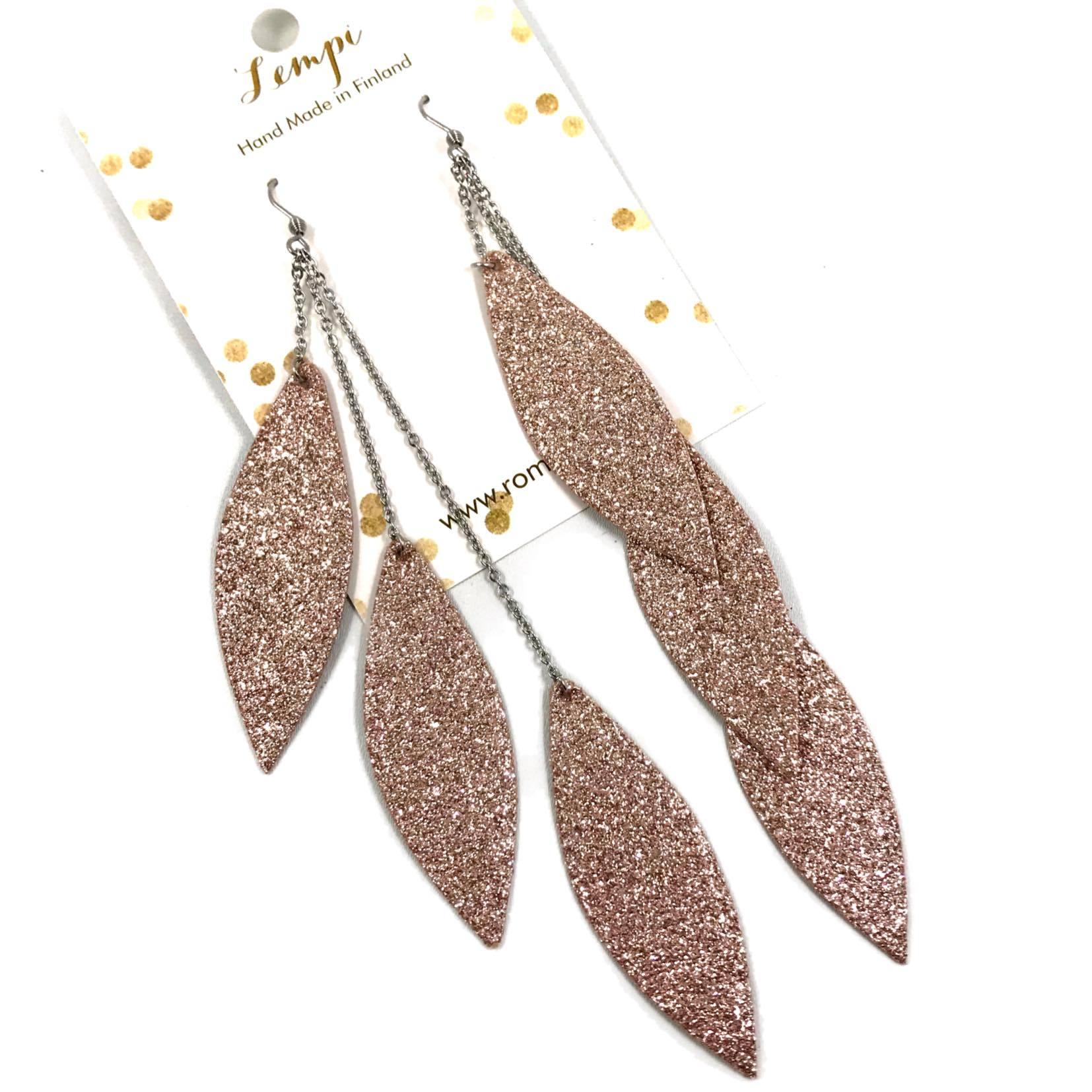 LEMPI earrings, Laura (rose gold glitter, three-piece)