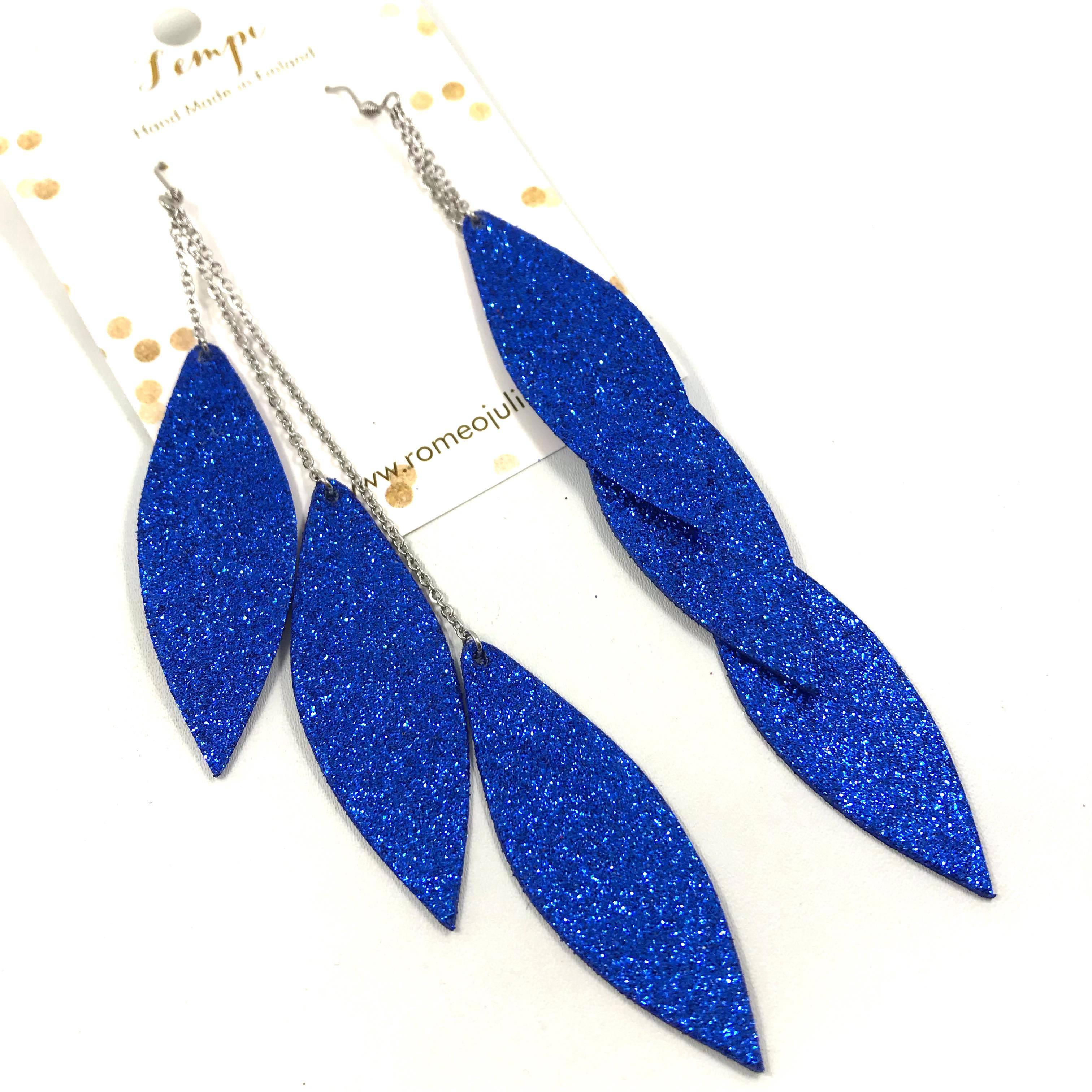 LEMPI earrings, Laura (blue glitter, three-piece)