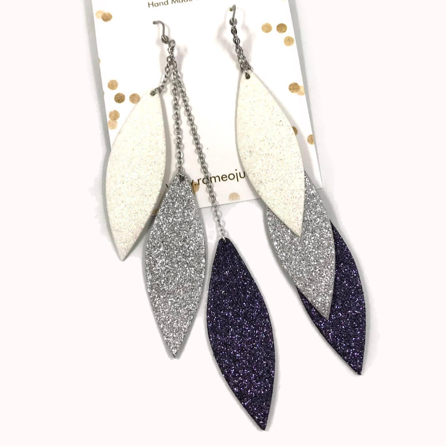 LEMPI earrings, Laura (white, silver, starry sky)