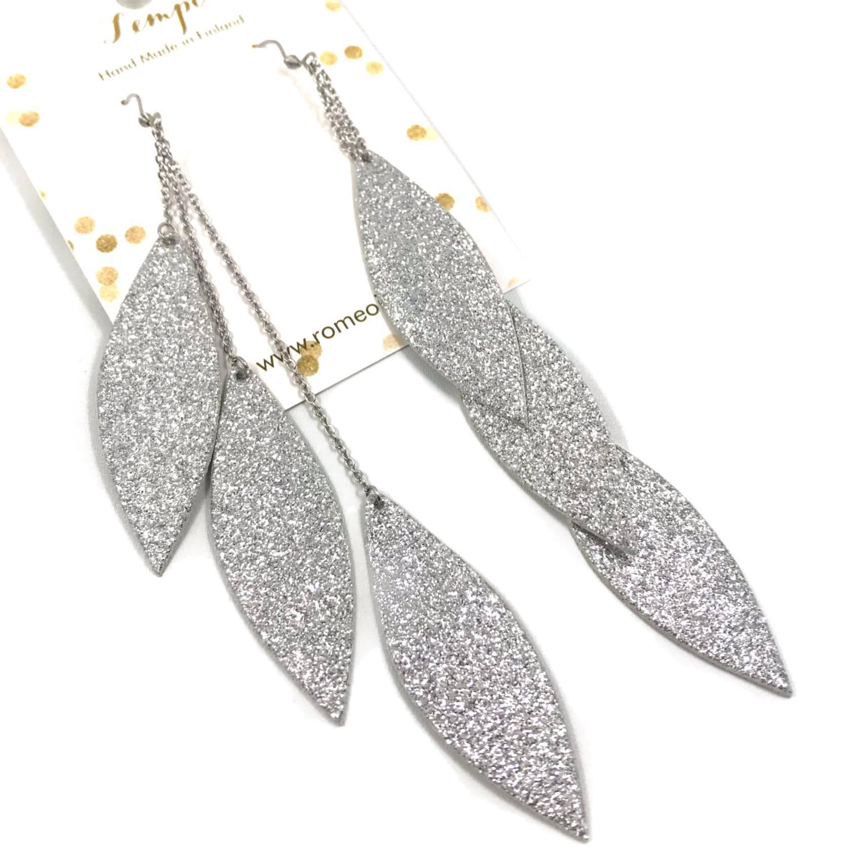 LEMPI earrings, Laura (silver glitter, three-piece)