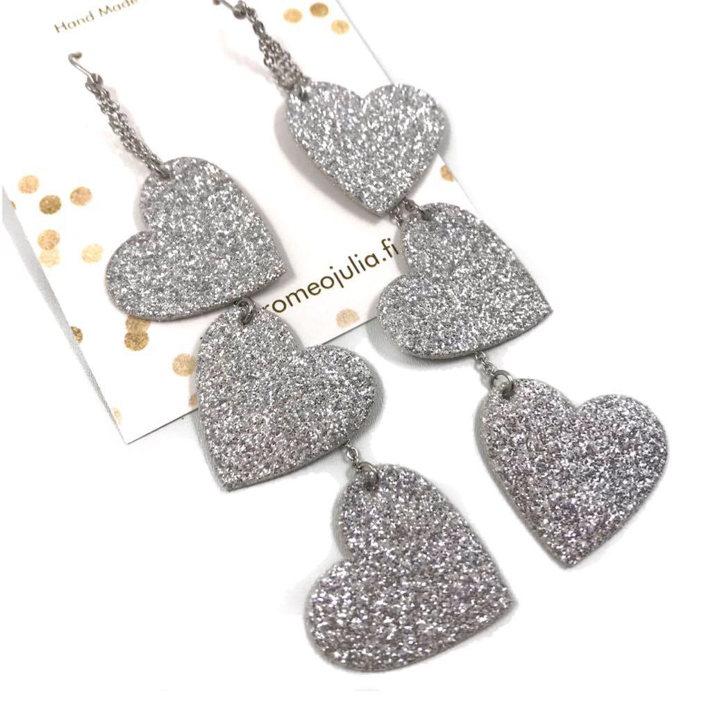 LEMPI earrings, Lempi (3 pieces, silver glitter)