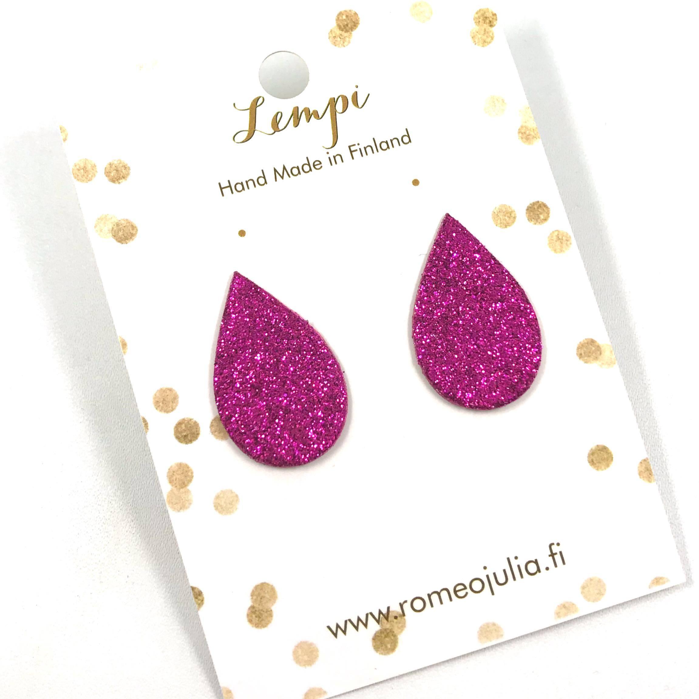 LEMPI earrings, Pisara (fuchsia glitter)