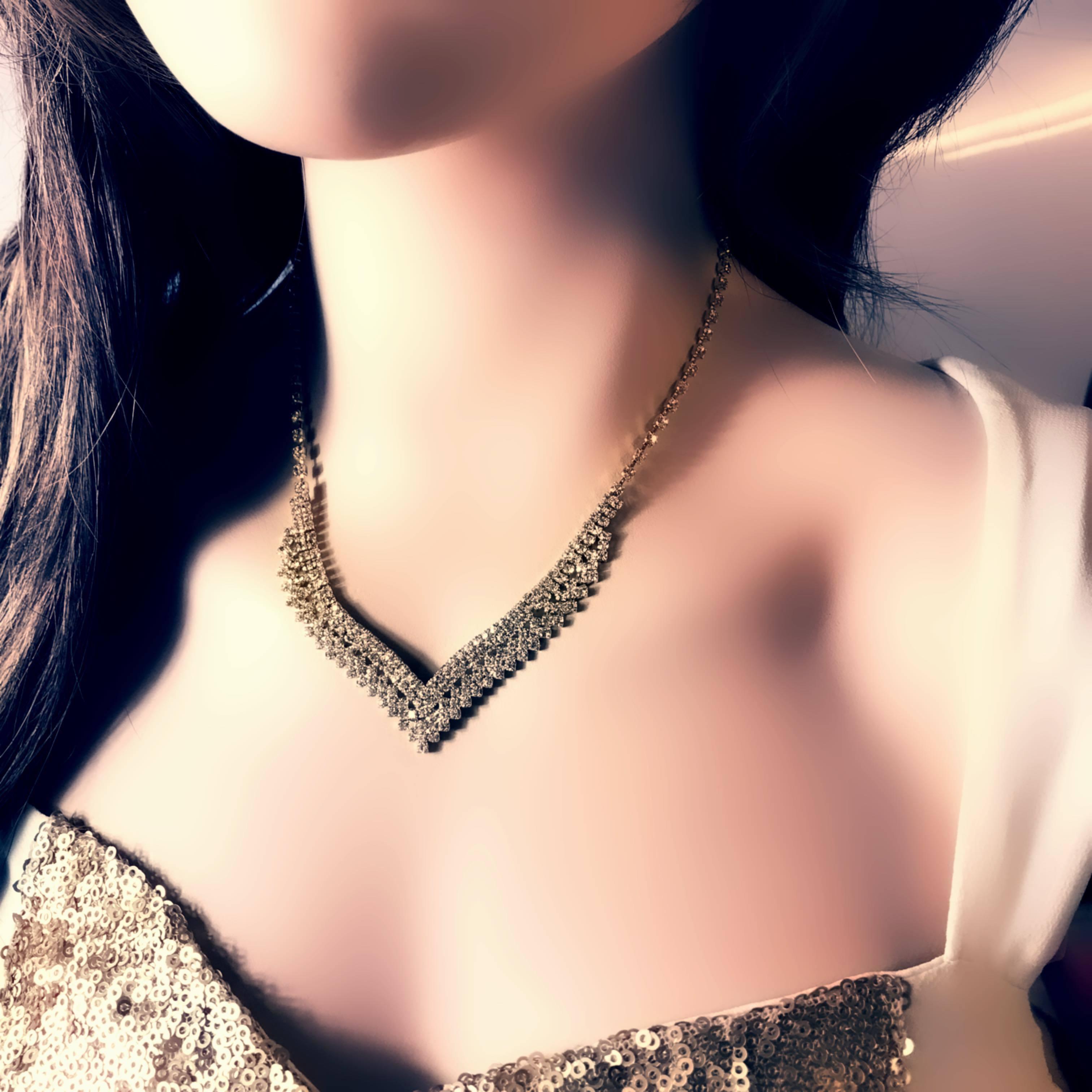 Rhinestone necklace, Princess in Gold