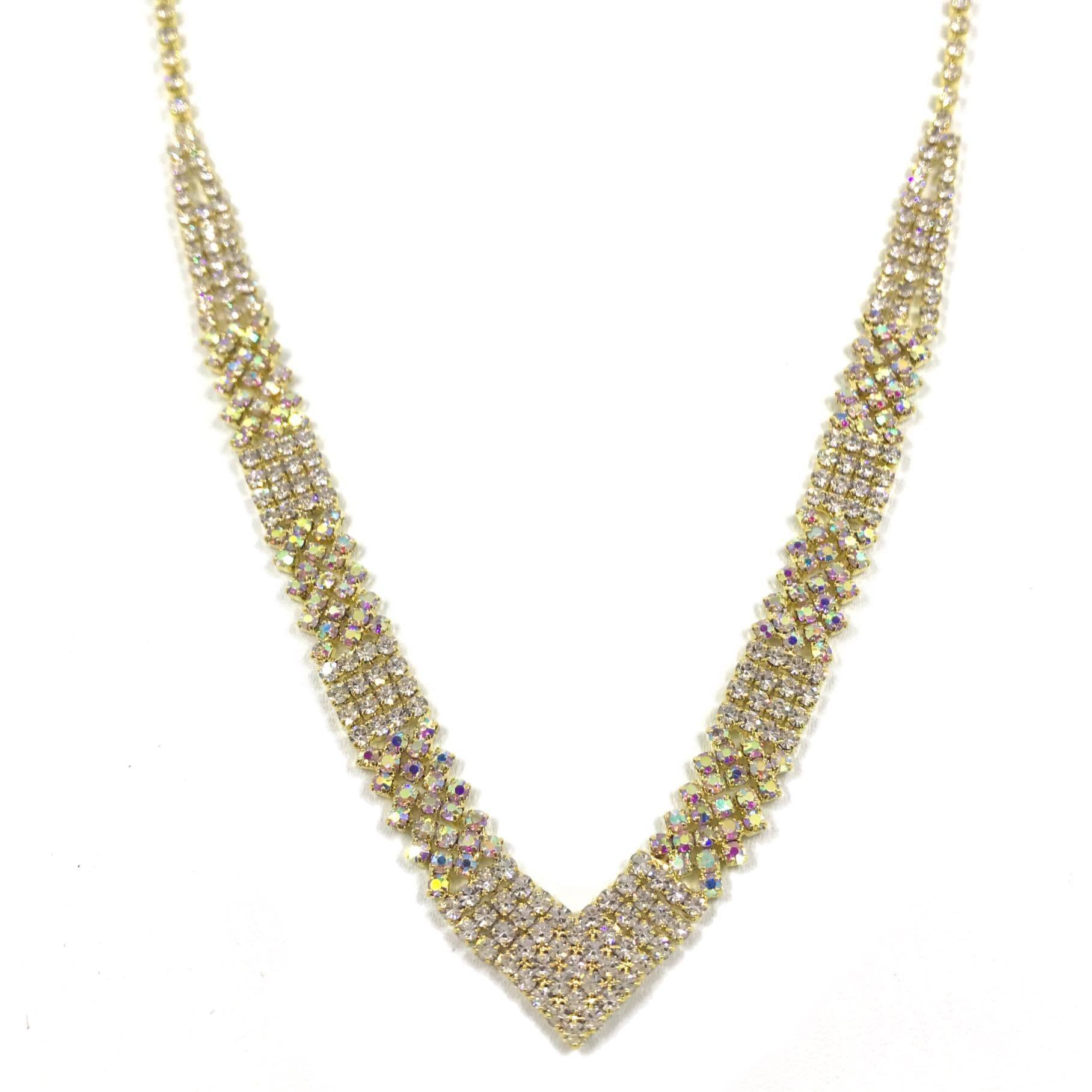 Strass necklace, Simple Strass Necklace in Gold