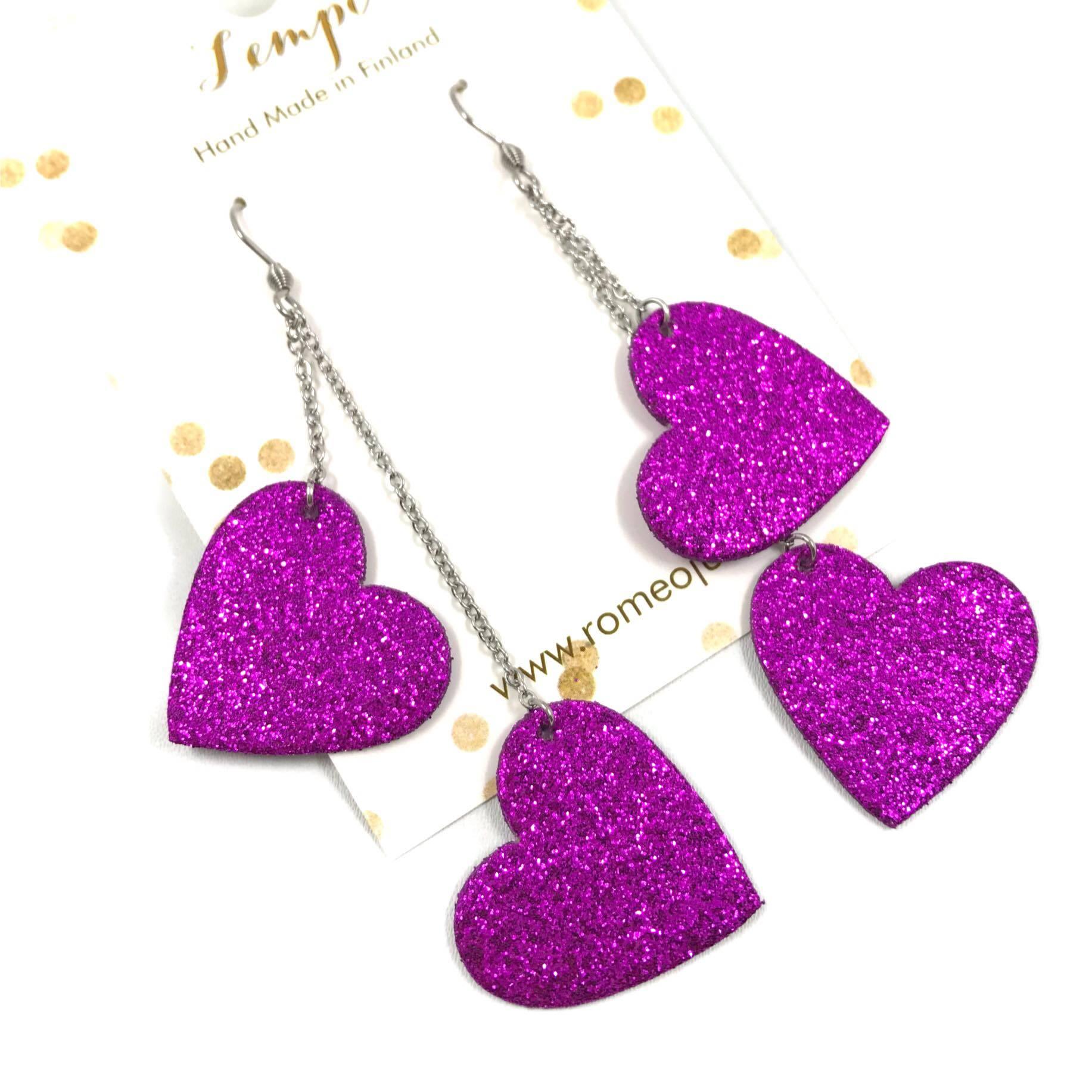 LEMPI earrings, Lempi (2 pieces, fuchsia glitter)