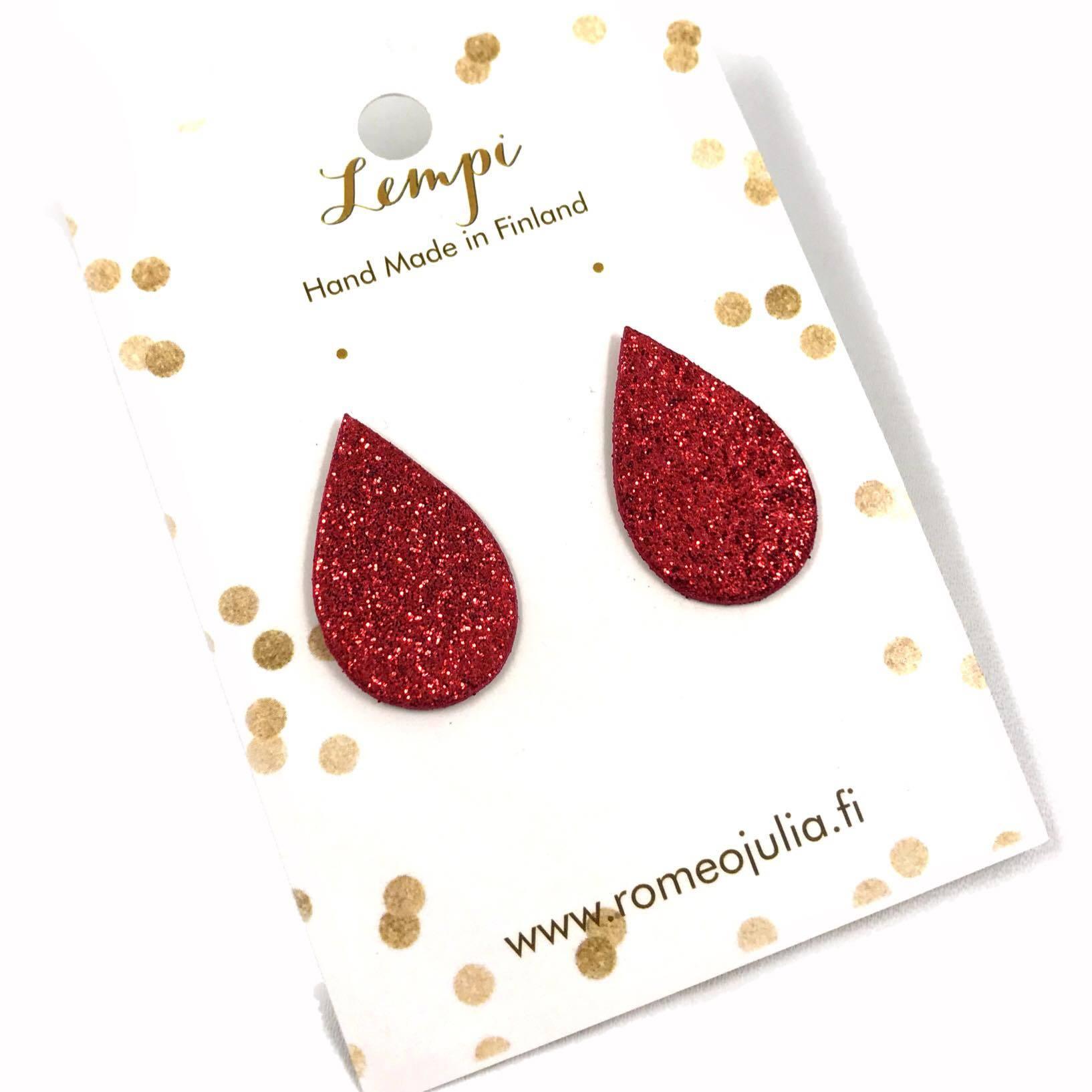 LEMPI earrings, Pisara (red glitter)