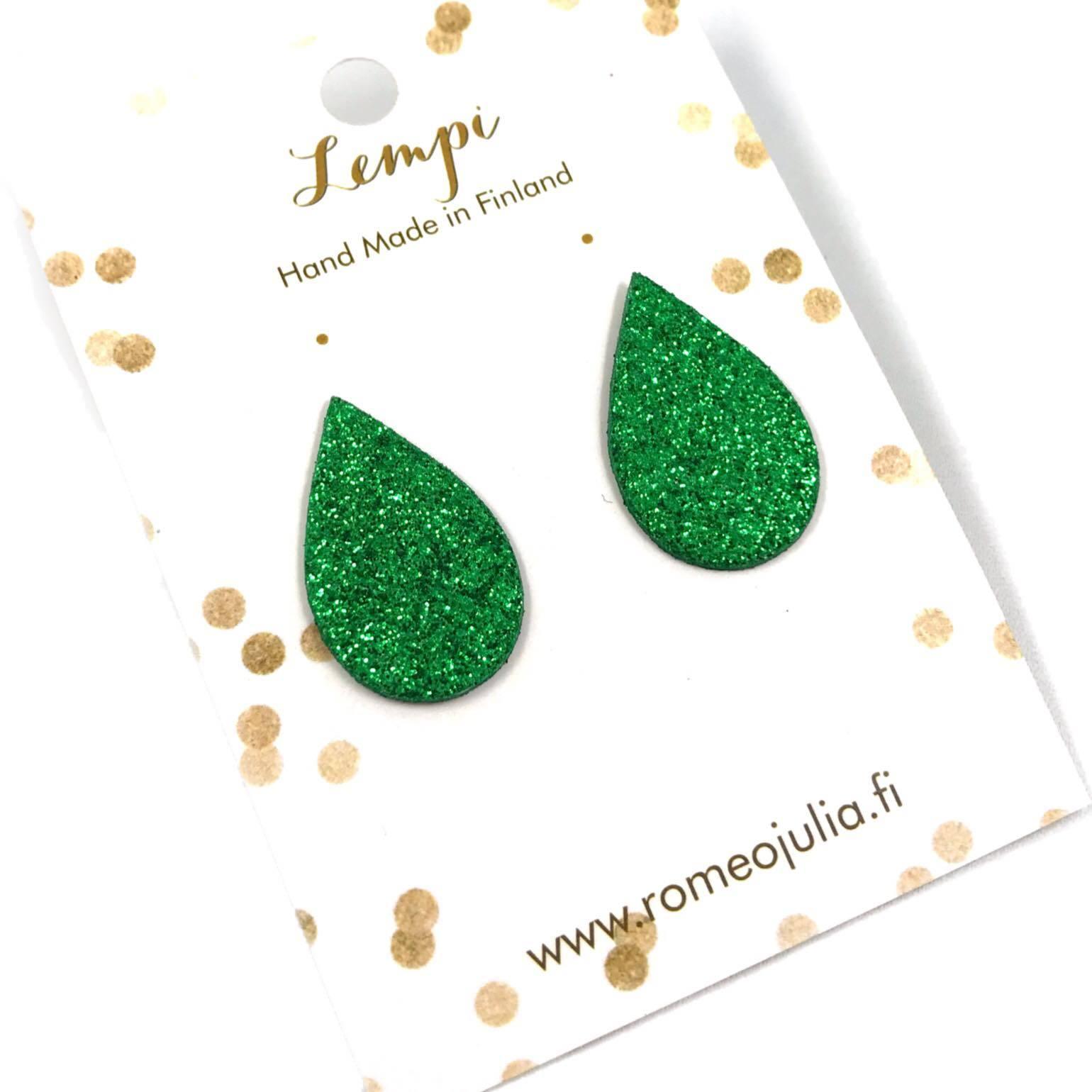 LEMPI earrings, Pisara (green glitter)