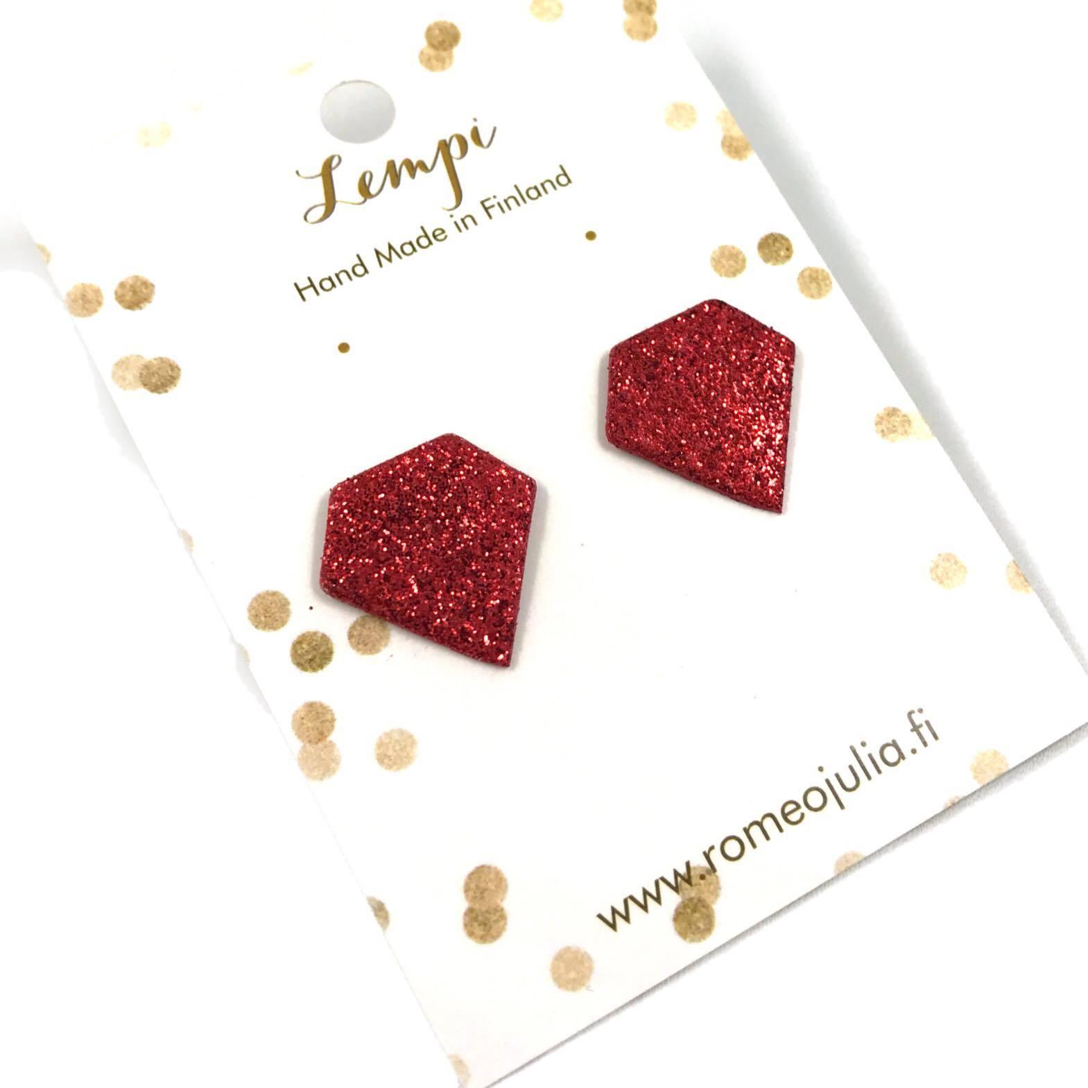 LEMPI earrings, Diamond (red glitter)