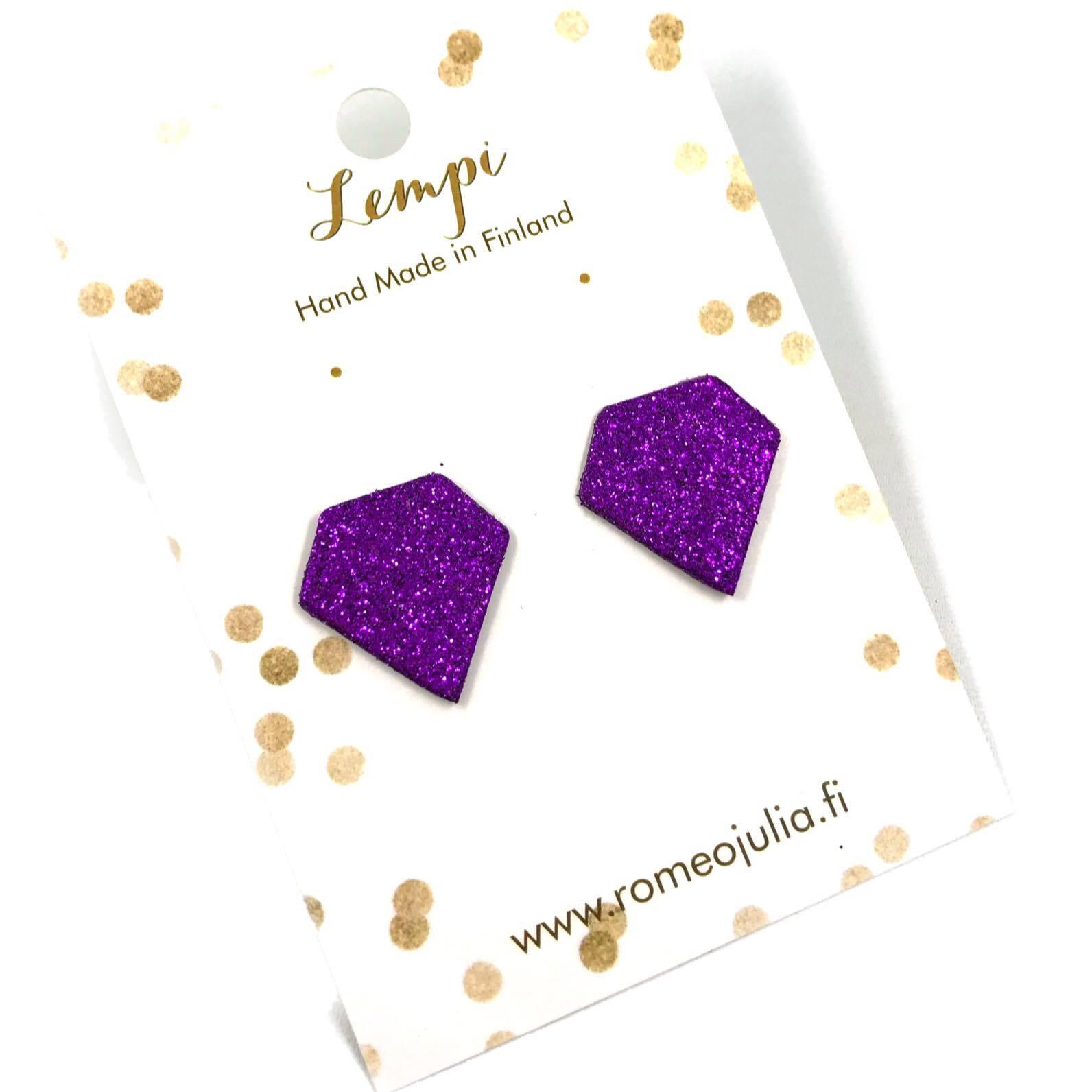 LEMPI earrings, Diamond (purple glitter)