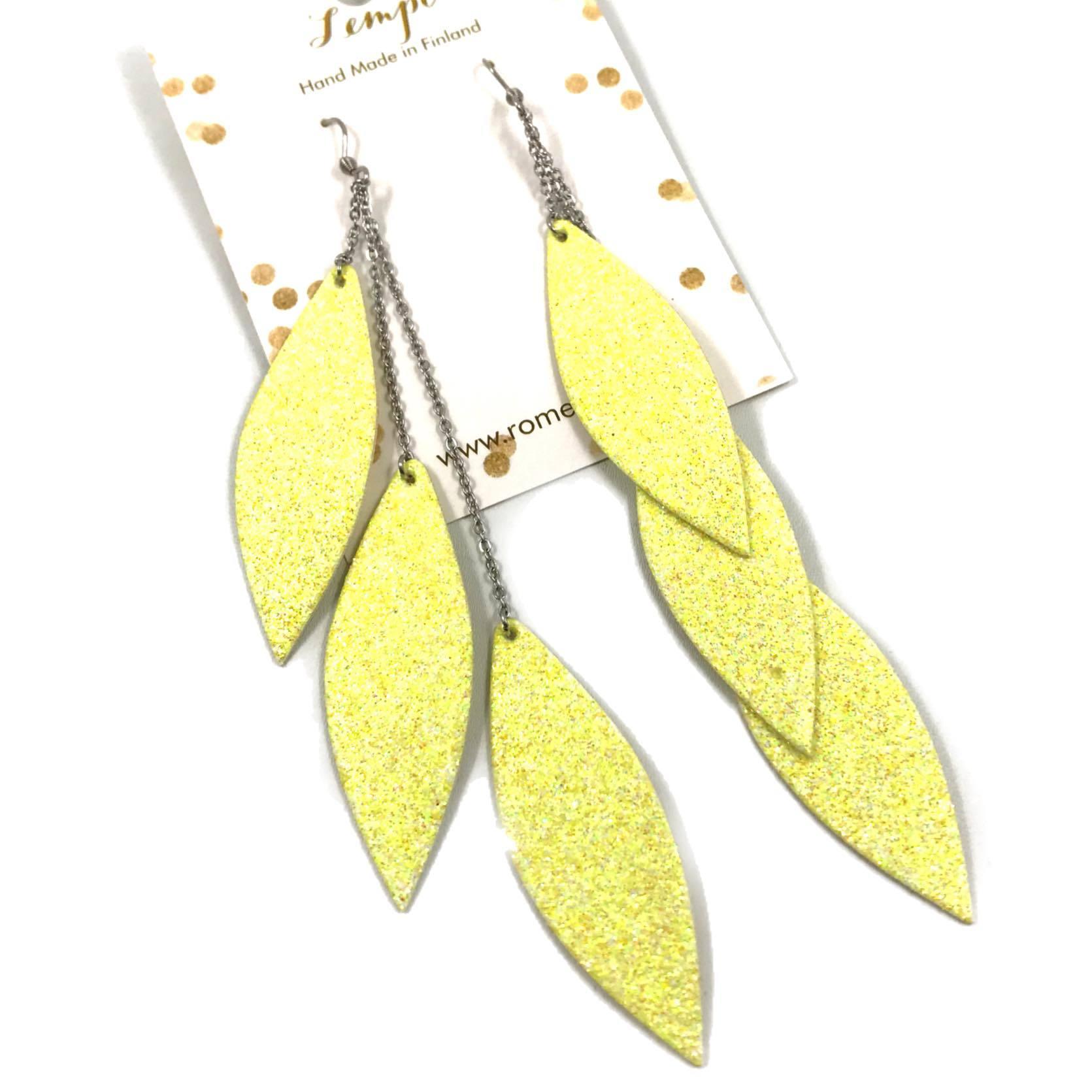 LEMPI earrings, Laura (yellow glitter, three-piece)