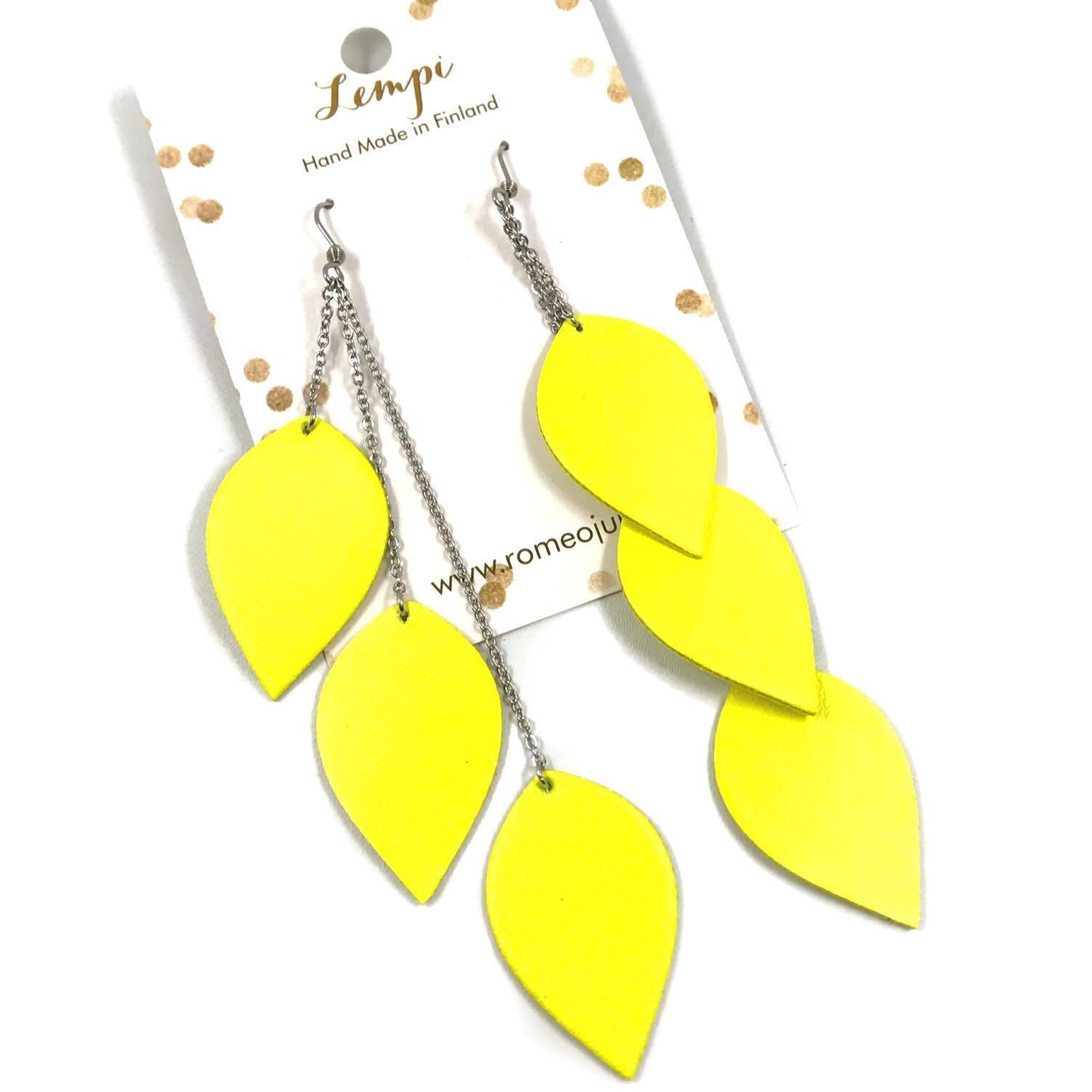 LEMPI earrings, Leaves (bright yellow)