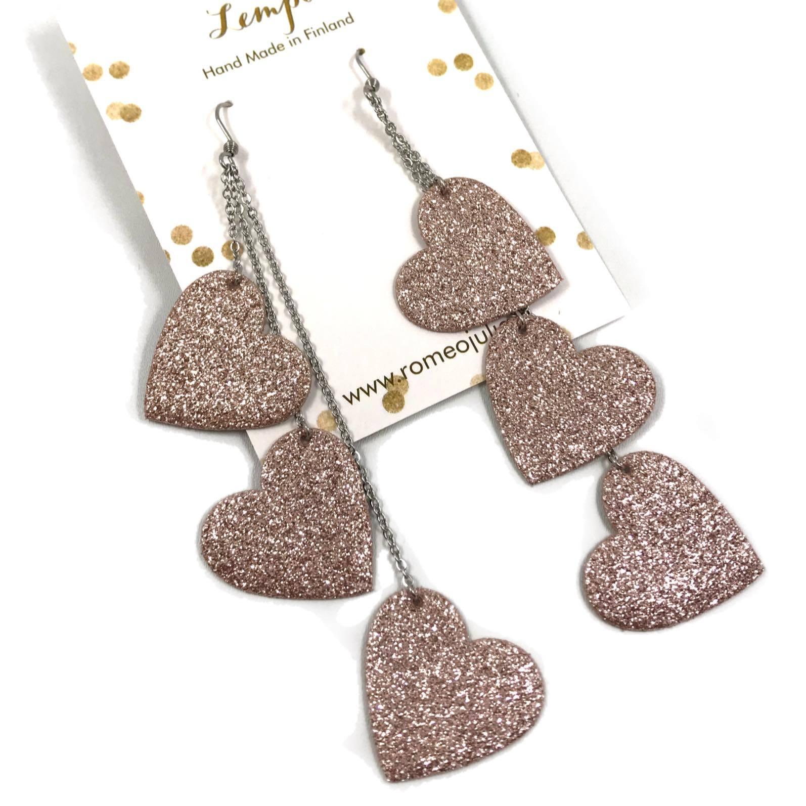 LEMPI earrings, Lempi (three-piece, rose gold glitter)