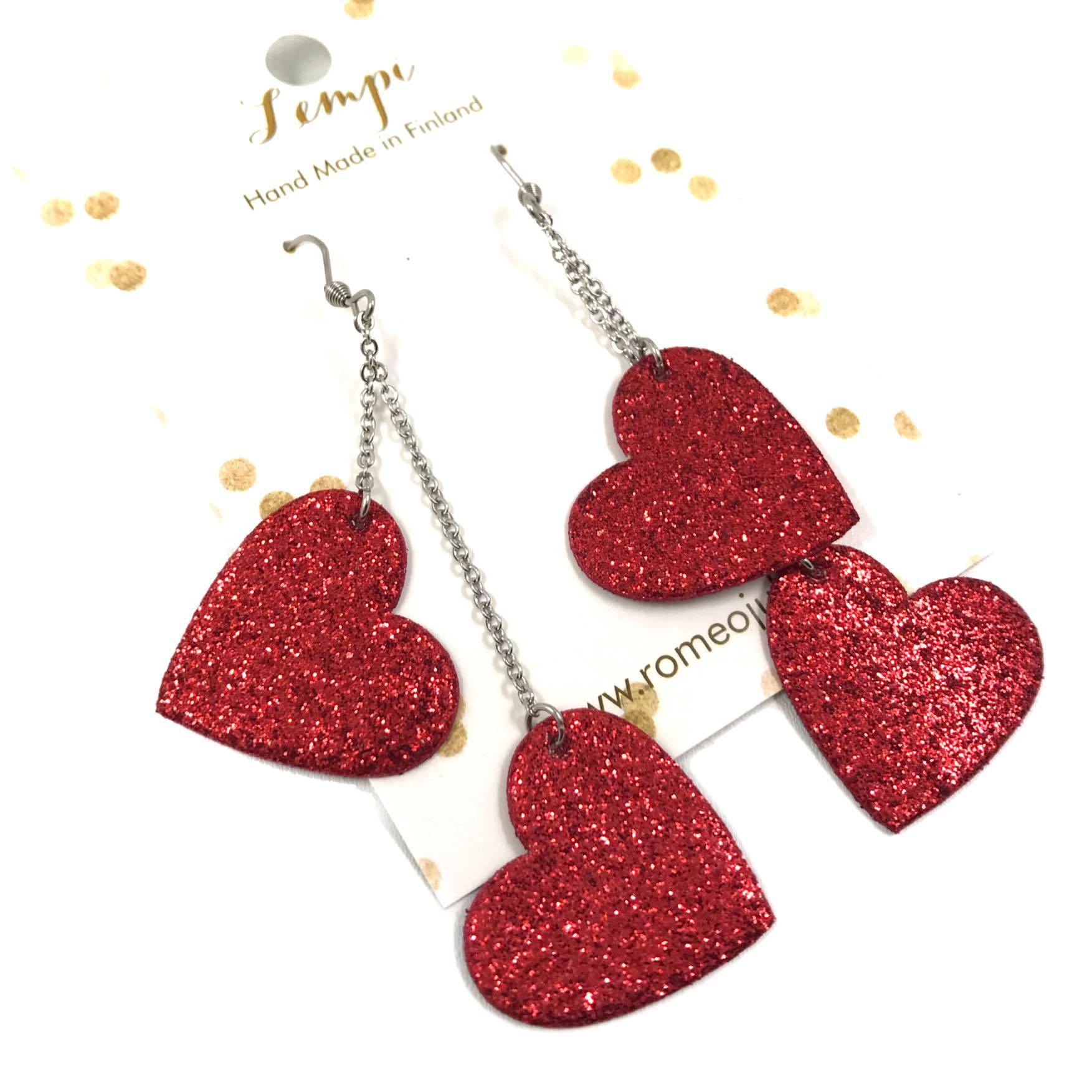 LEMPI earrings, Lempi (2 pieces, red glitter)