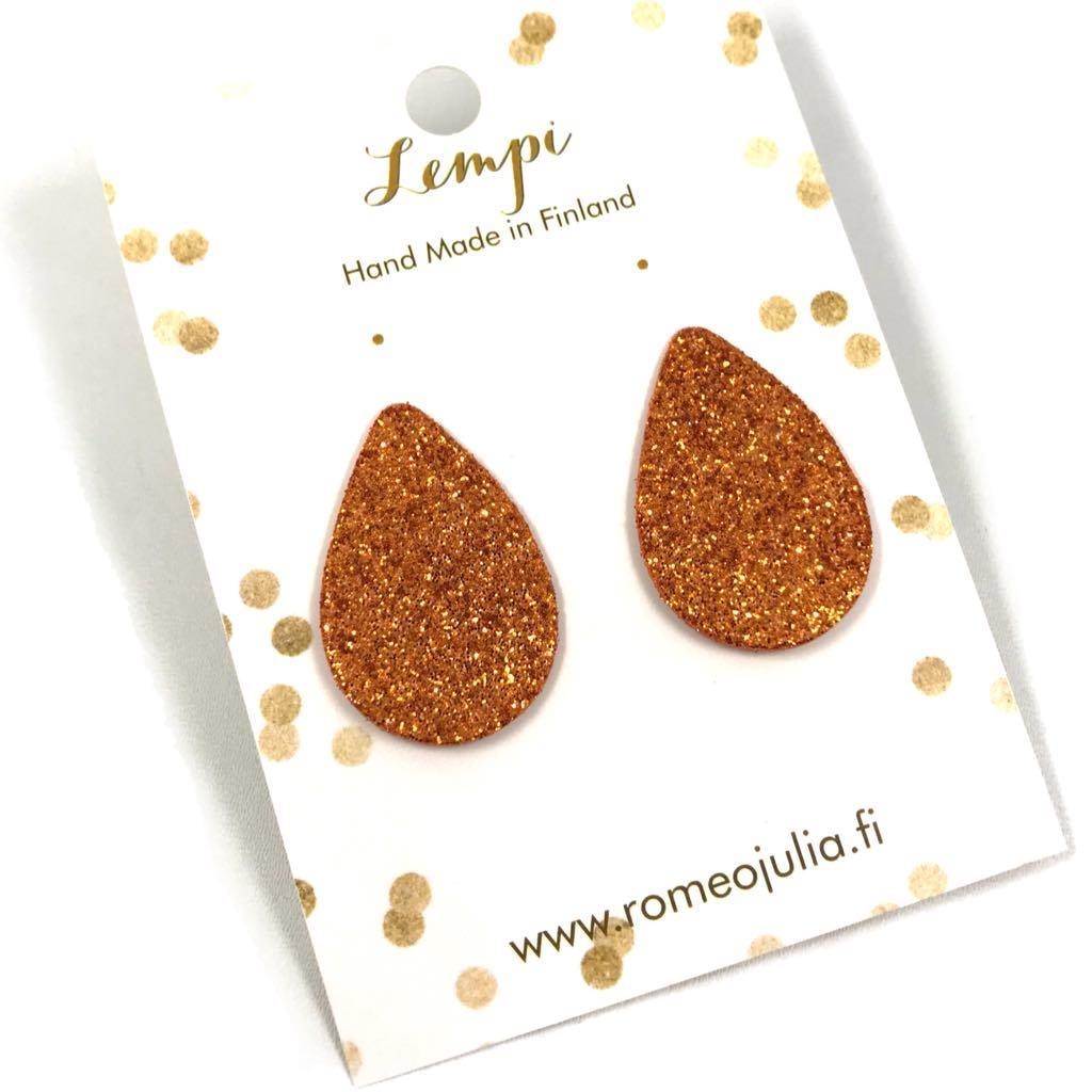 LEMPI earrings, Pisara XL (orange glitter)