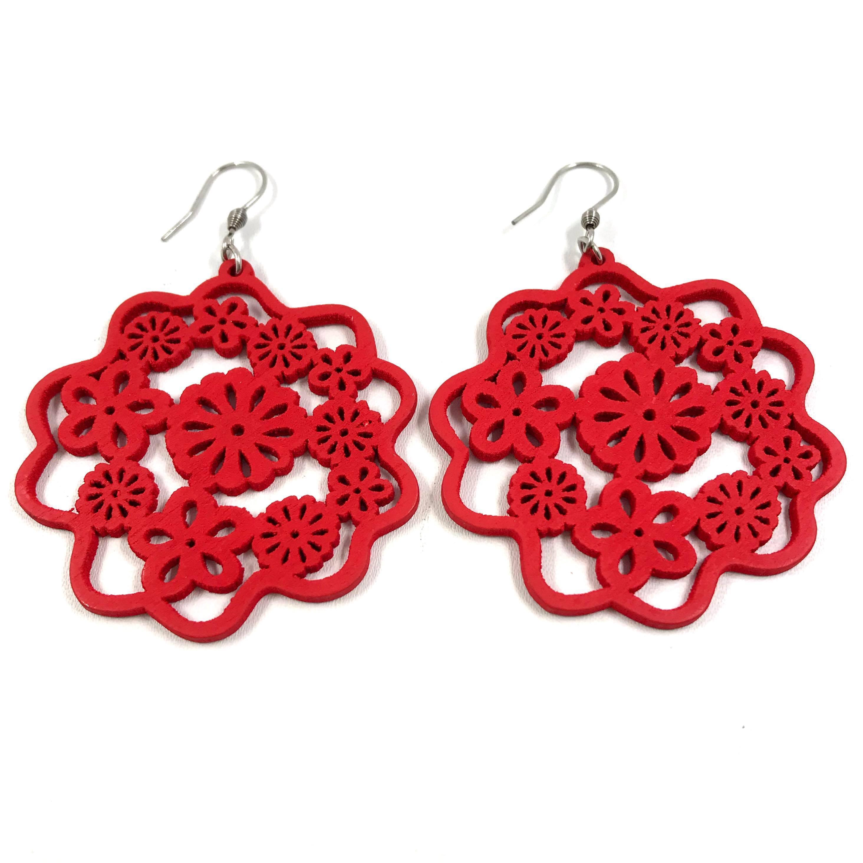 Wooden earrings, Pepper (red)