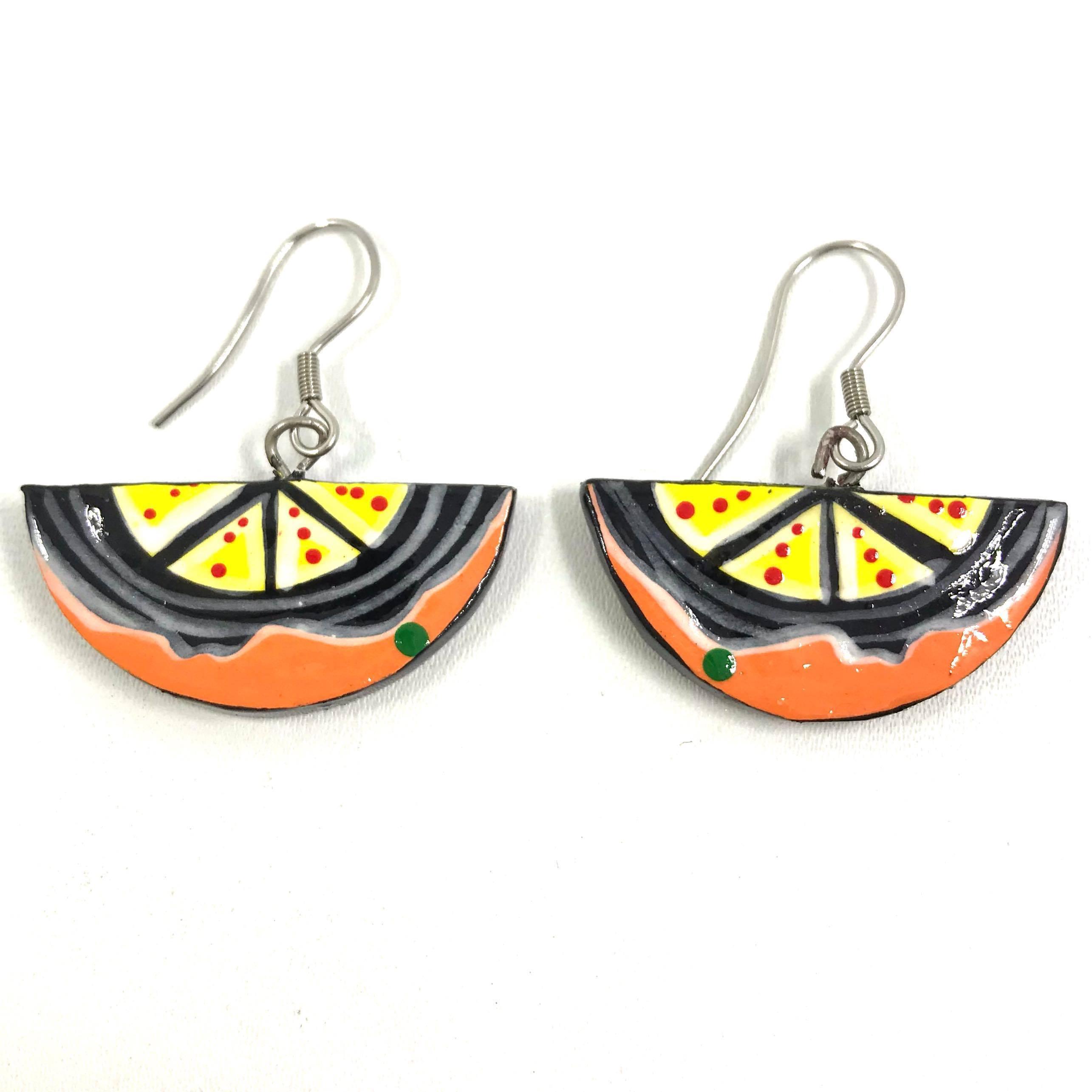 Wooden earrings, Slice of Orange