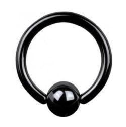 Piercing ring 1.2mm, Titanium BCR -black titanium ring 4mm ball