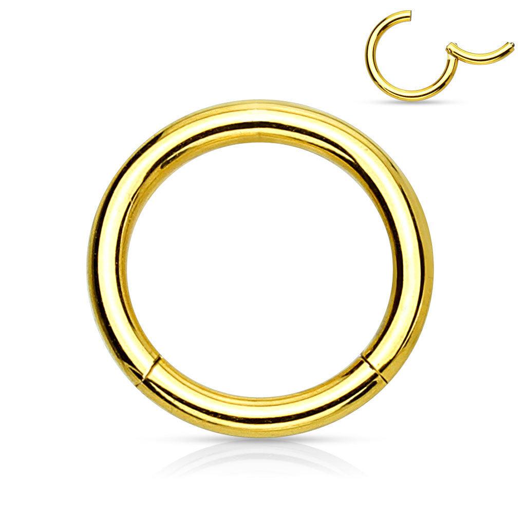 Piercing ring, Hinged Segment Ring in Gold 1.2mm/multiple sizes