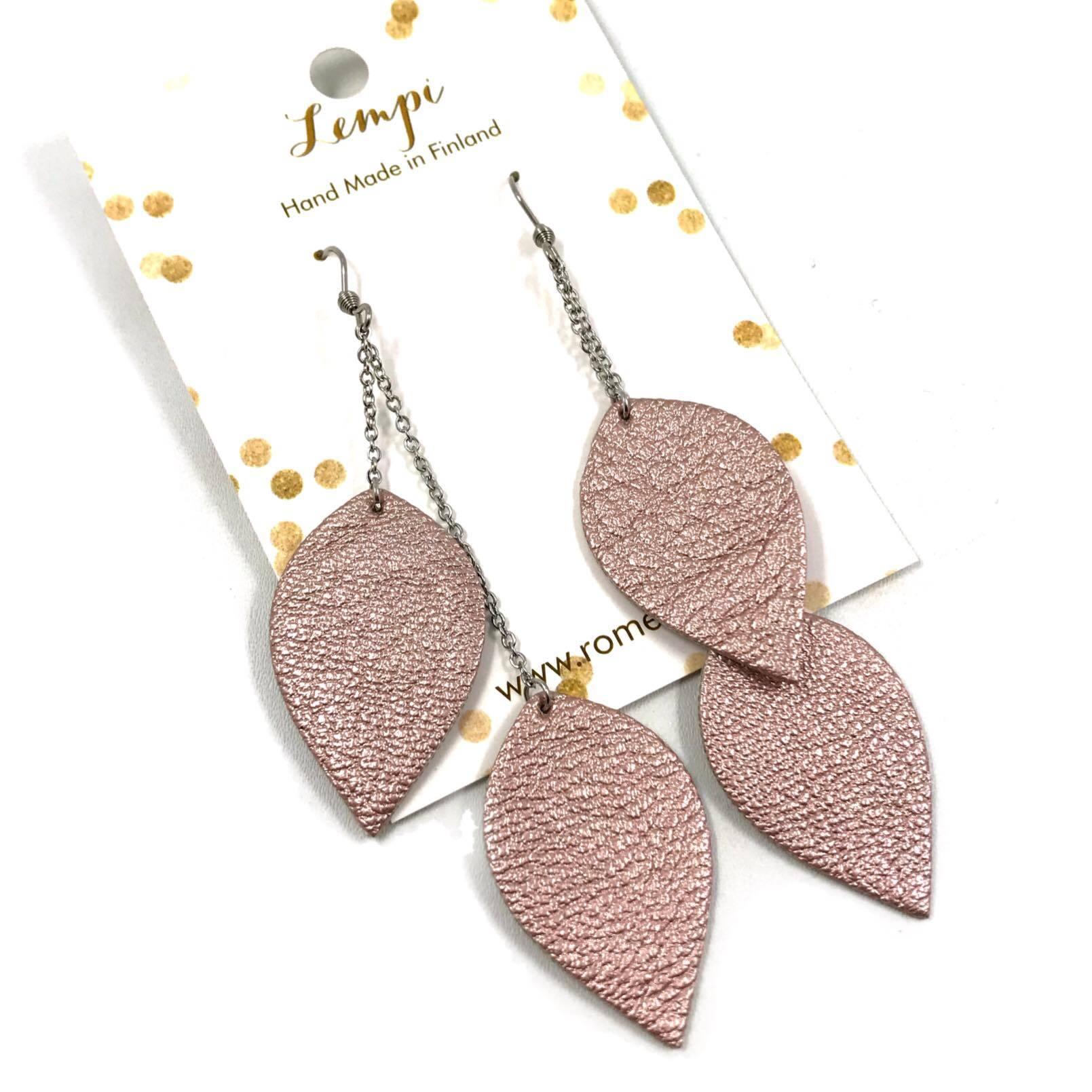 LEMPI earrings, Leaves (rose gold, 2 pieces)