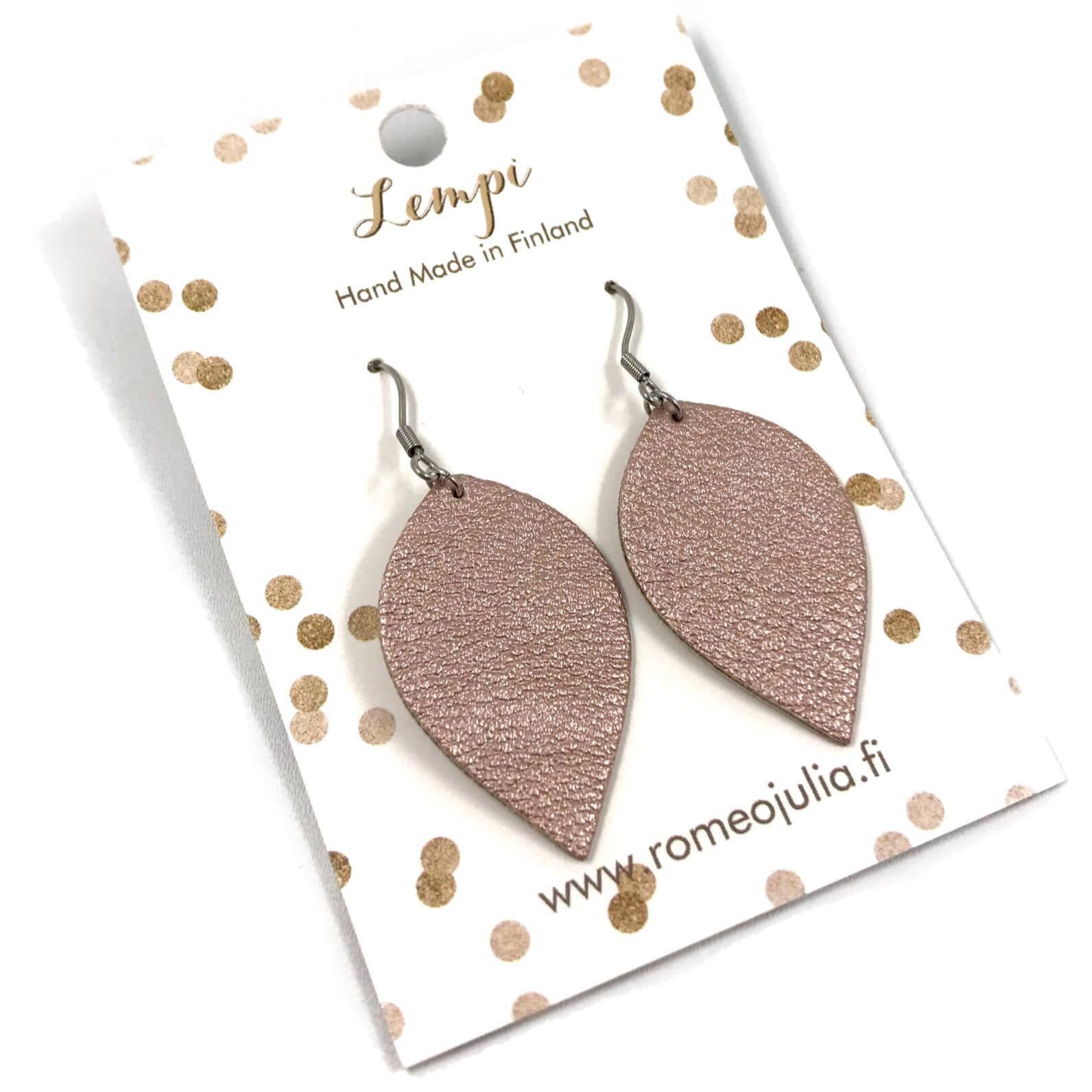 LEMPI earrings, Leaves (rose gold, 1 pc.)