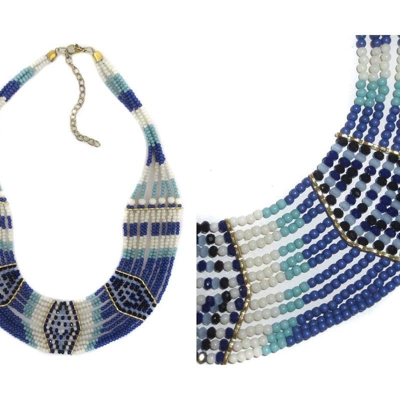 Necklace/ATOLL-PALME, Multirow of Beads Collar