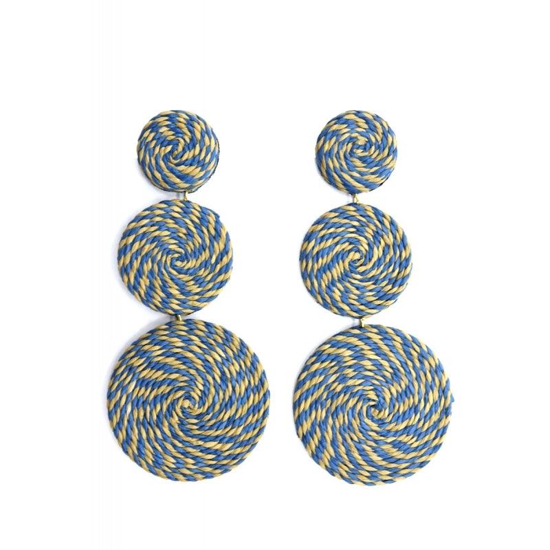 Earrings, ATOLL-PALME| Rattan Earrings in Blue