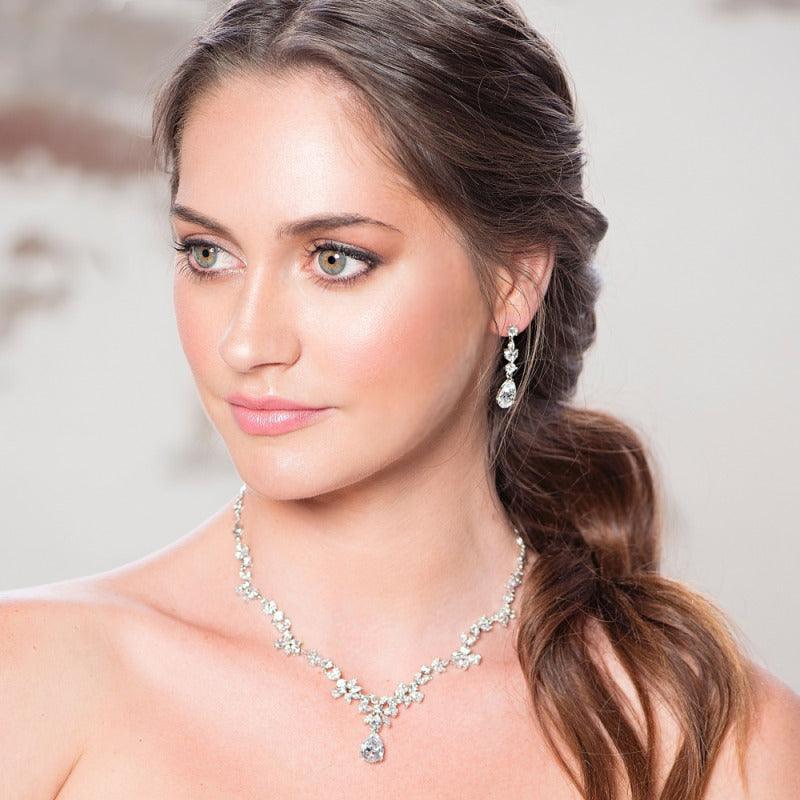 Crystal necklace, ATHENA BRIDAL JEWELERY|Cubic Zirconia Teardrop