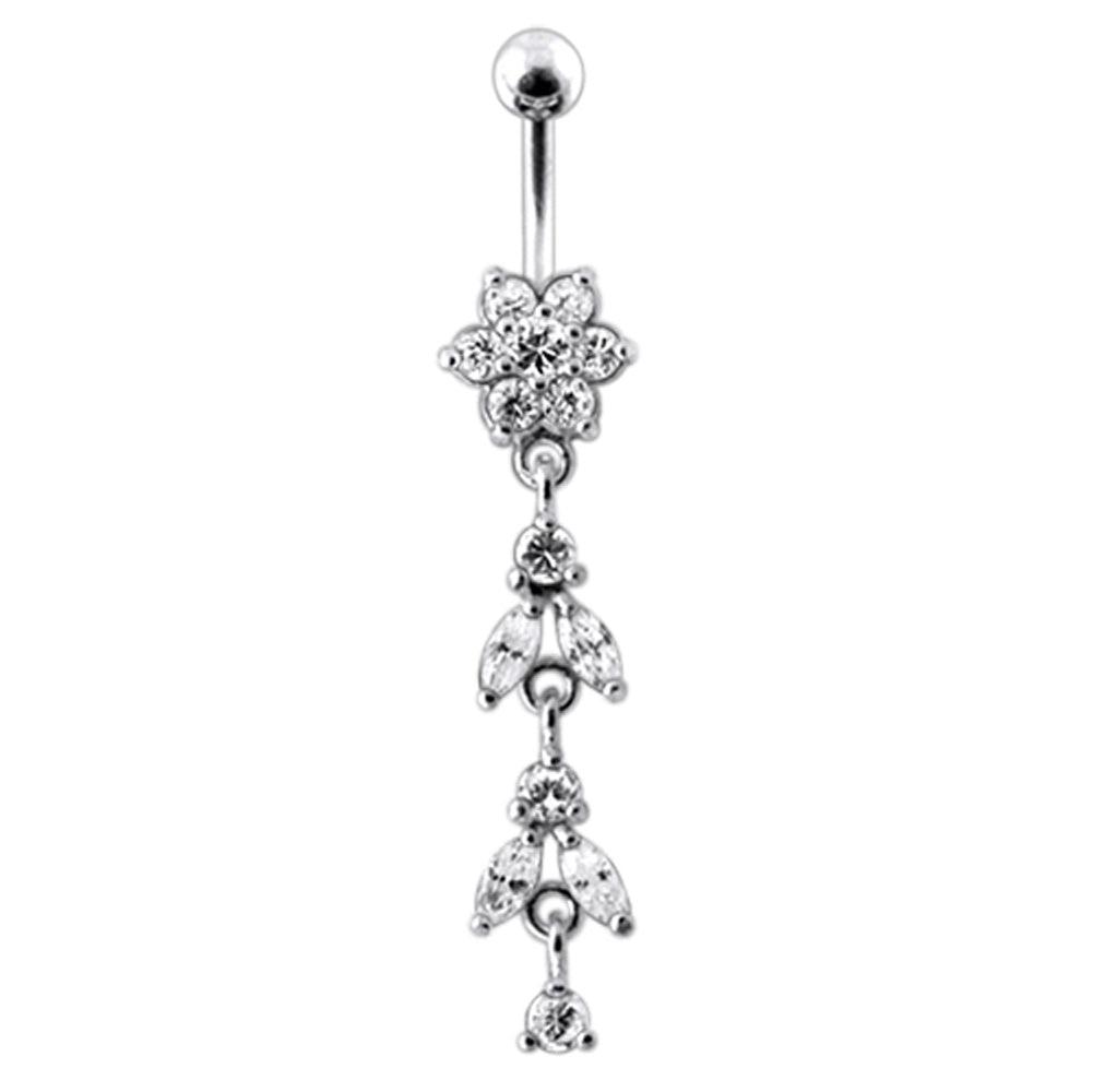 Titanium navel necklace, Arianna - graceful dangling flower navel necklace