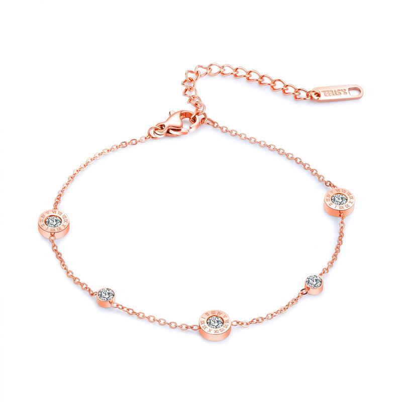 Anklet|HOLIDAY COLLECTION, Rosegold Anklet with Roman Numerals