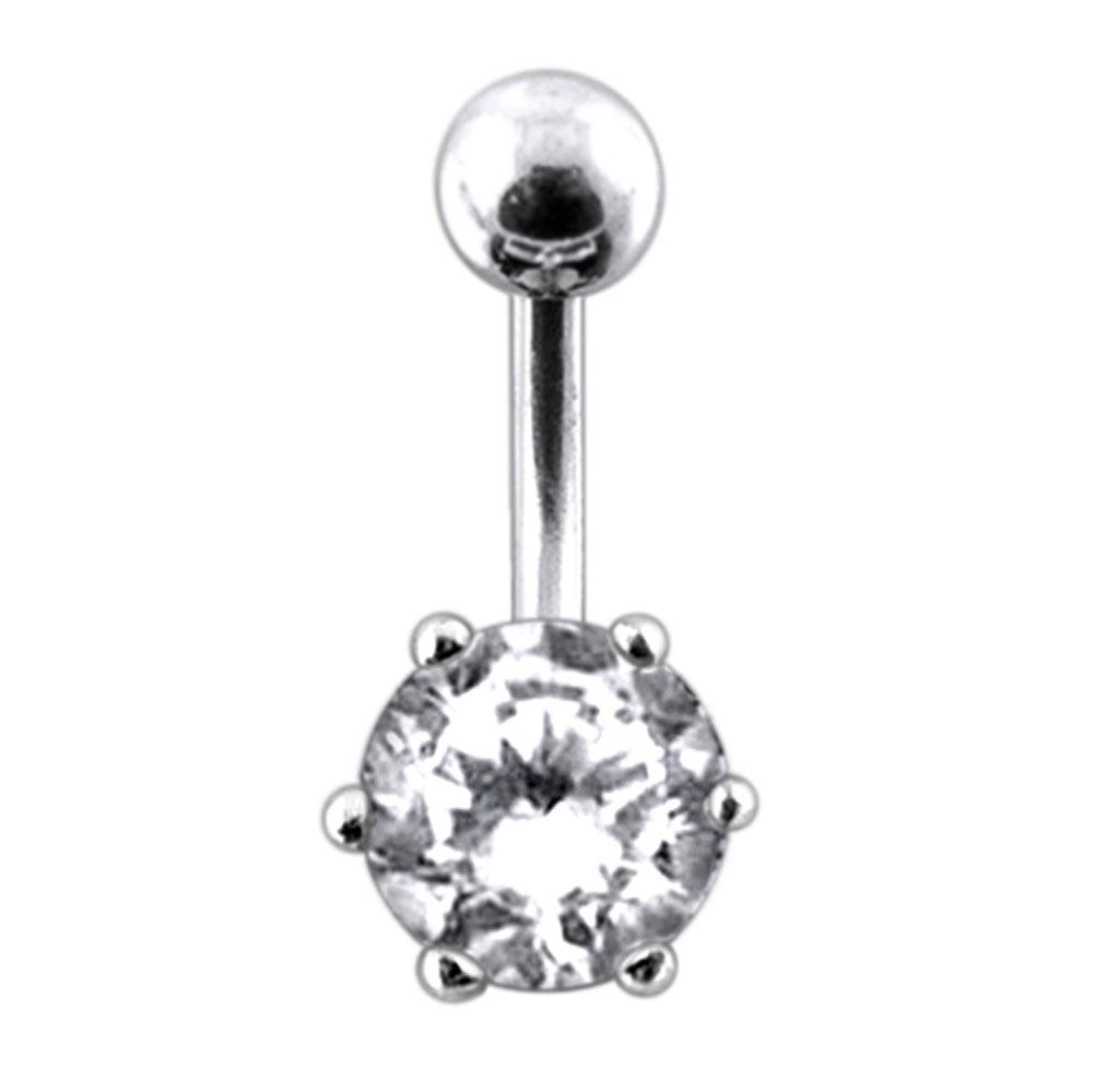 Titanium navel ring, Olivia - a delicate navel ring with clear stones (silver)