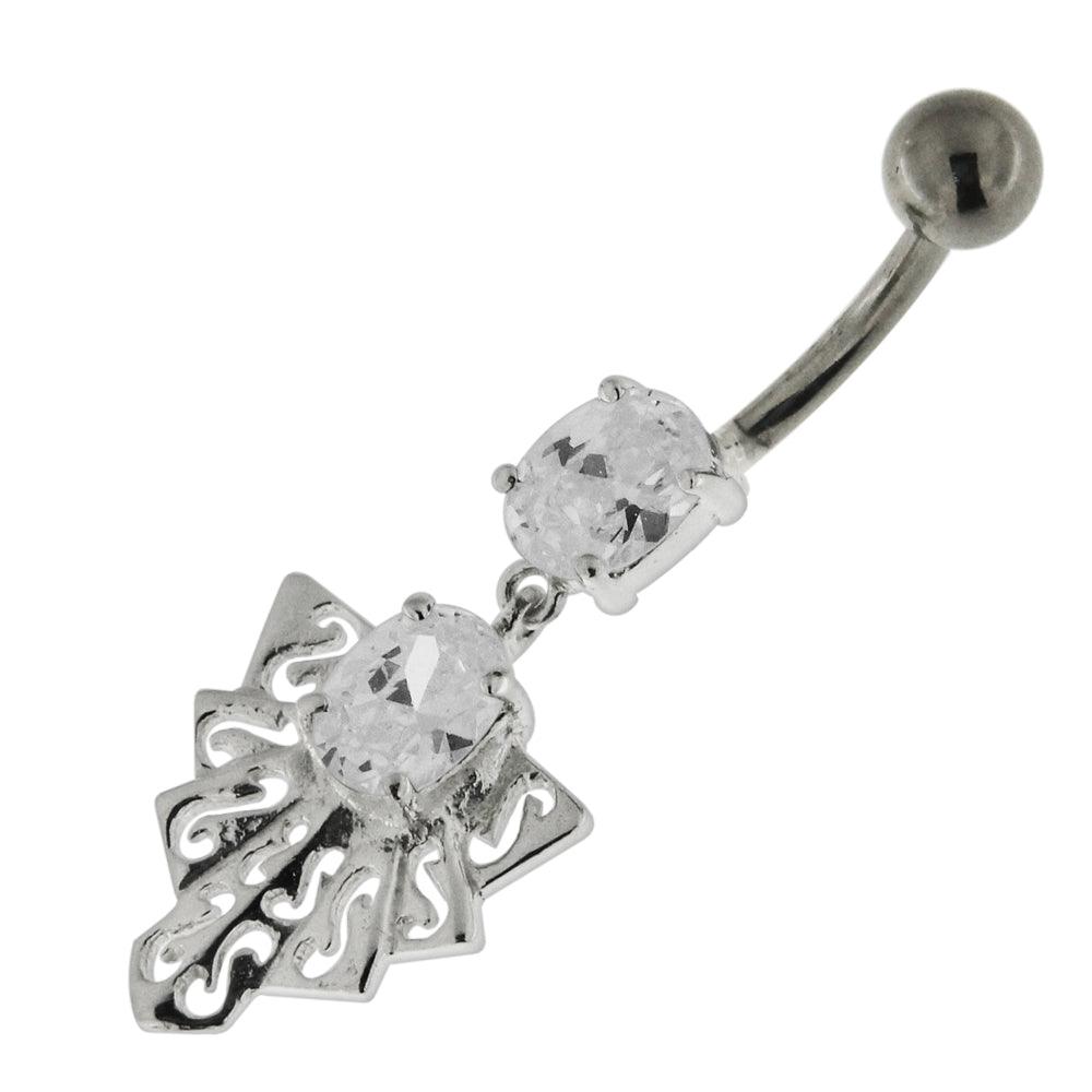 Silver belly button ring with titanium stem, Modern Inca