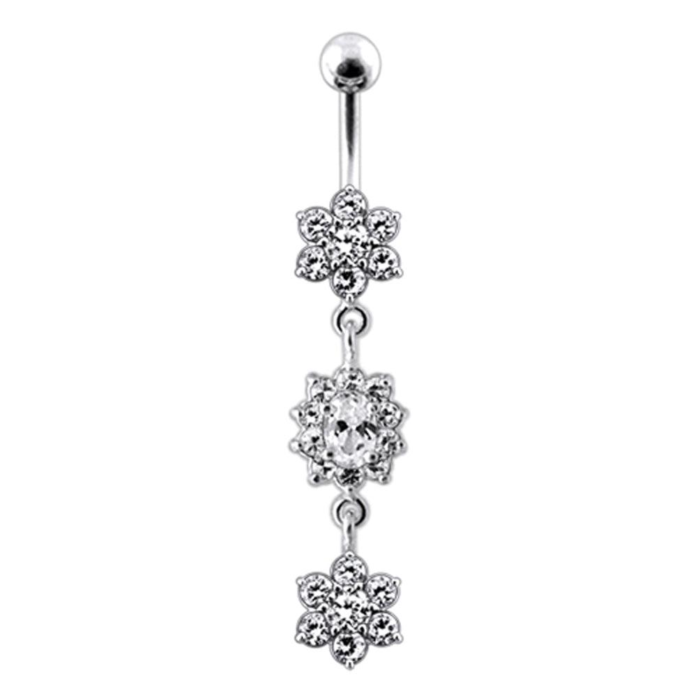 Titanium navel ring, Camilla -clear navel ring with hanging decoration