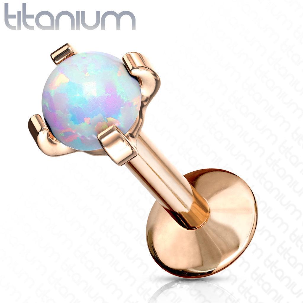 Cartilage/tragus jewelry, Titanium Opal in Rosegold (two lengths)