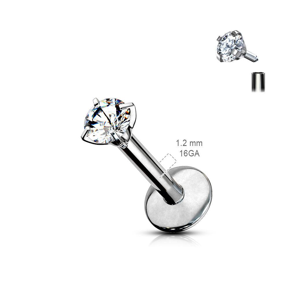 Labret, Titanium Round Medium 3mm CZ