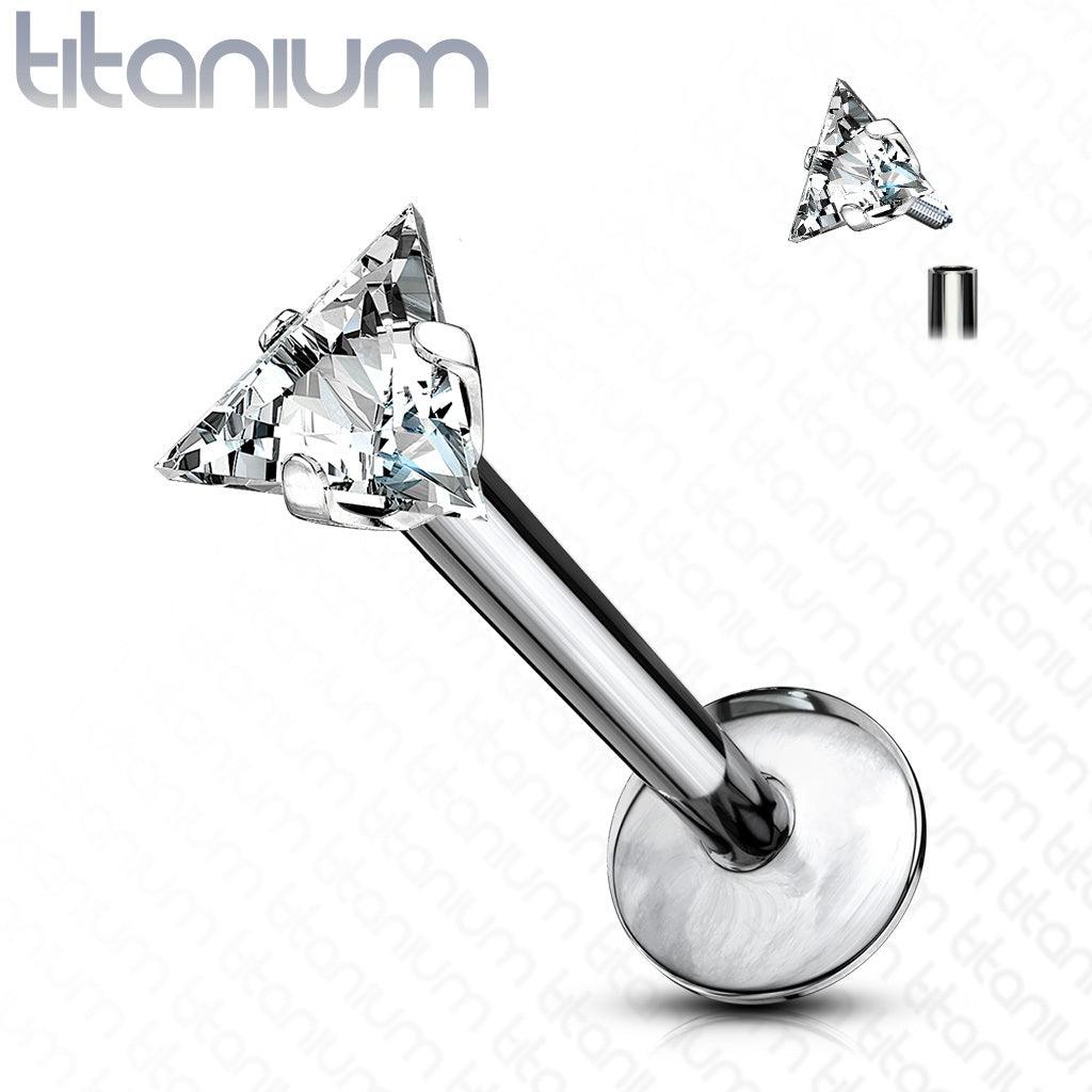 Cartilage jewelry/tragus jewelry, Titanium Triangle CZ