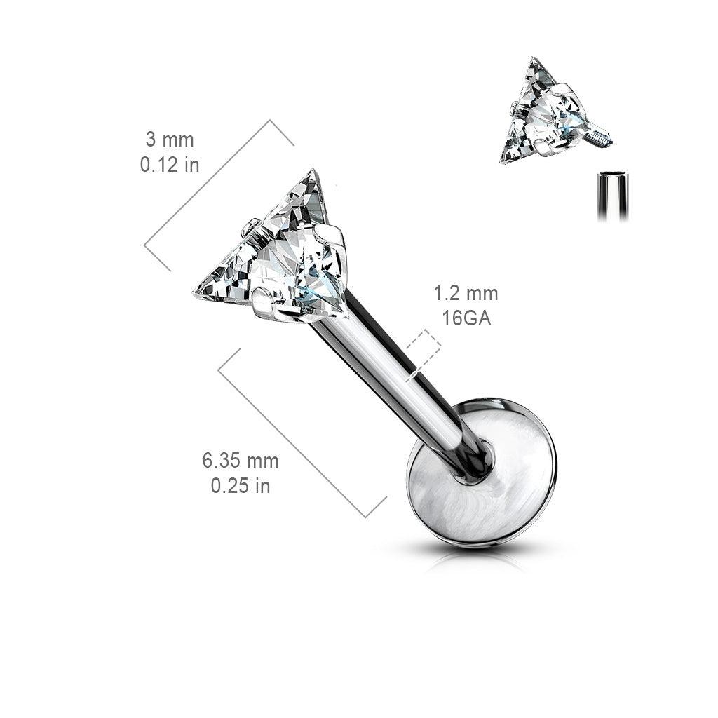 Cartilage jewelry/tragus jewelry, Titanium Triangle CZ