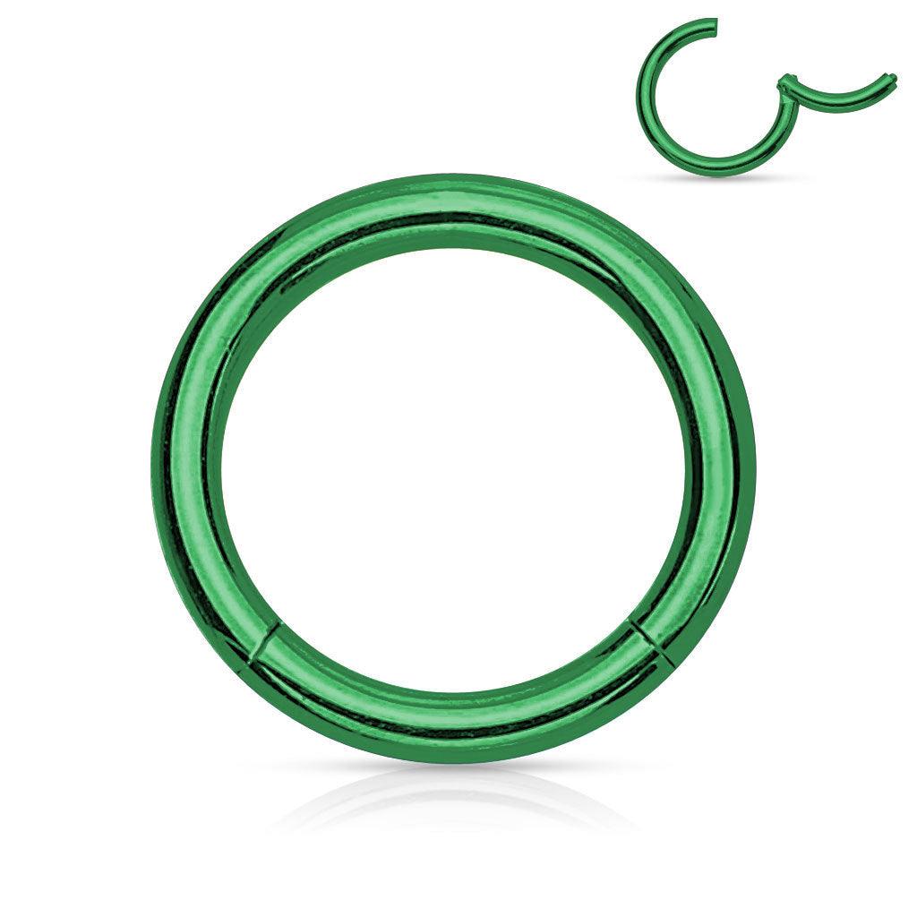 Lävistysrengas, Hinged Segment Ring in Green 1,2mm / useita kokoja