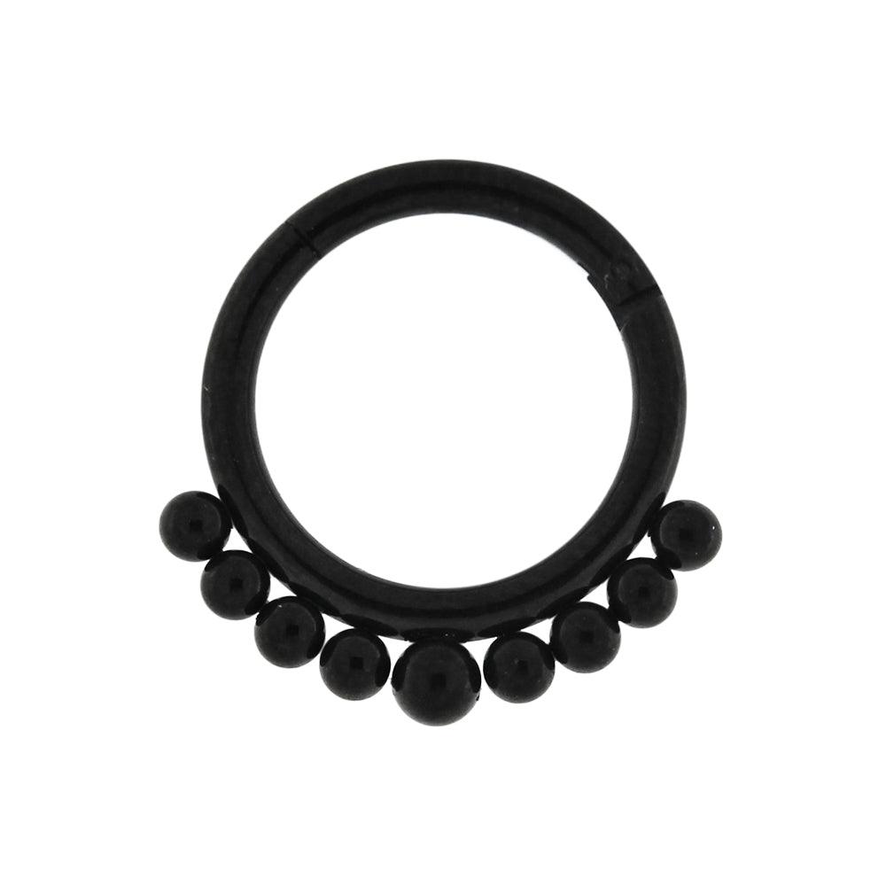 Lävistysrengas, 1,6mm Black Clicker with Ball Decoration