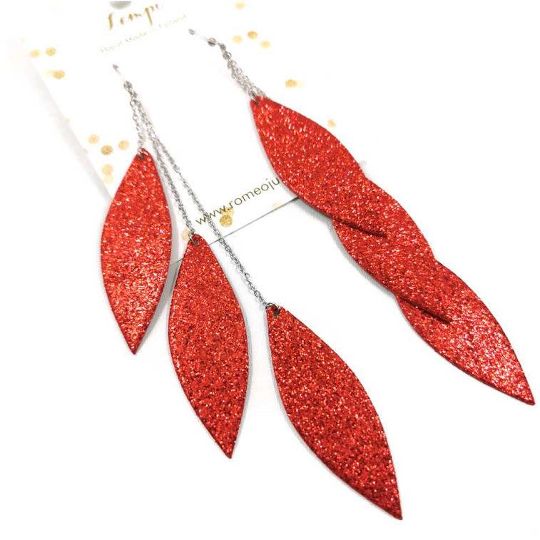 LEMPI earrings, Laura (red glitter, three-piece)