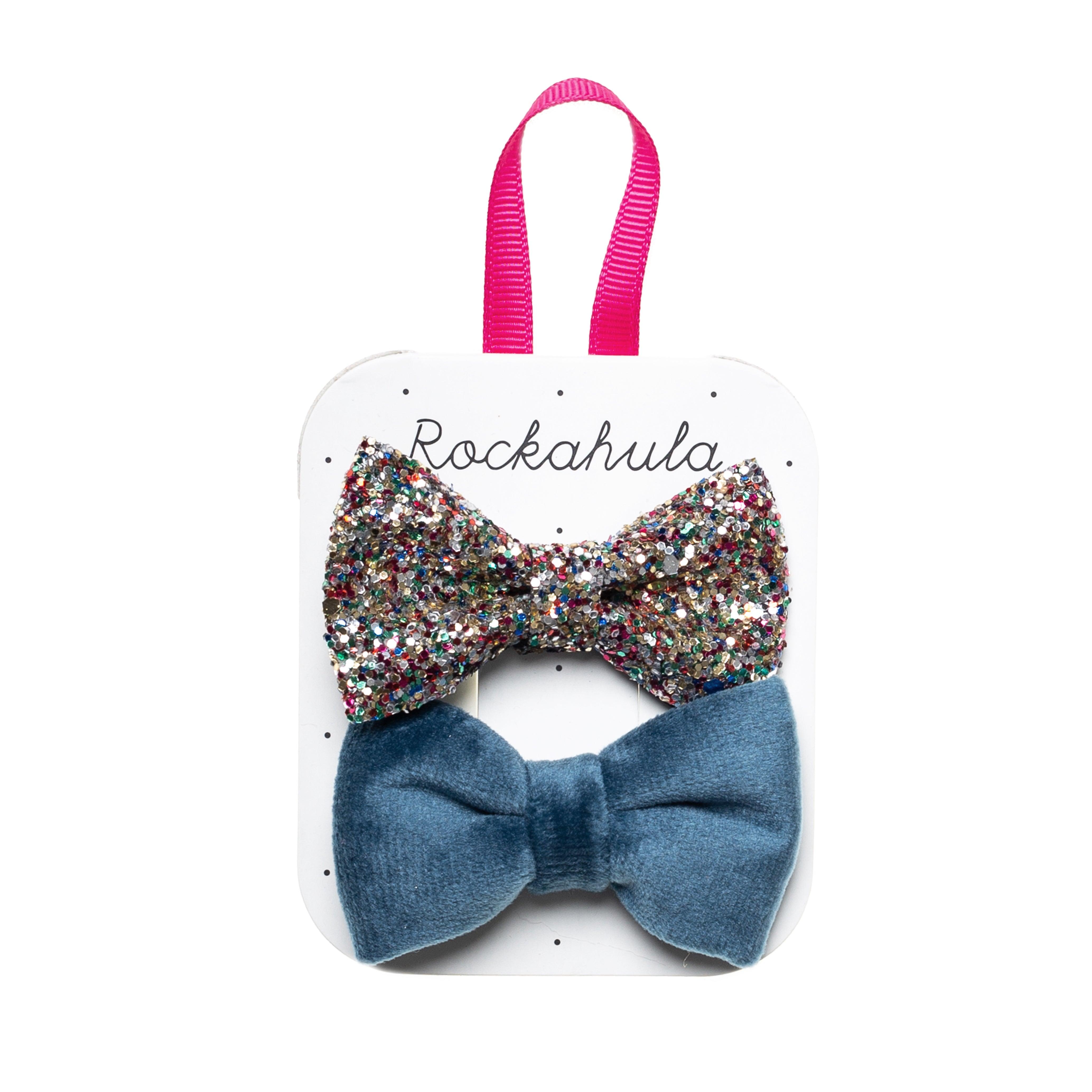 Hair ornament/pin, Rockahula KIDS|Velvet And Glitter Bow Clips Blue