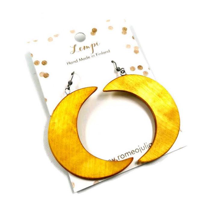 LEMPI earrings, Moon (yellow, birch)