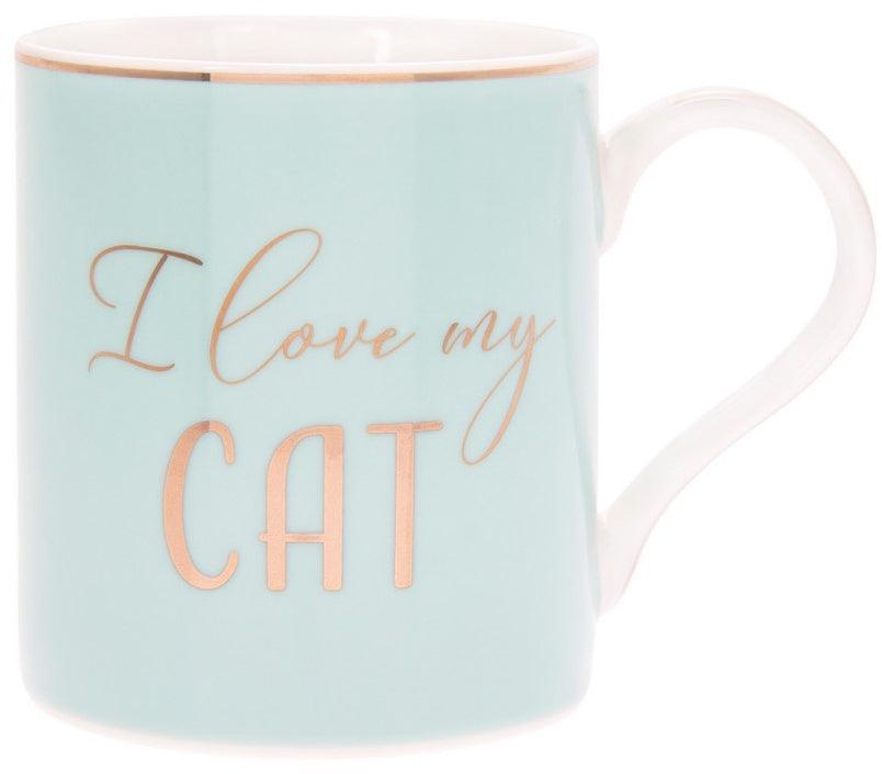 Mug, I love my Cat (mint green) - mint green cat-themed mug