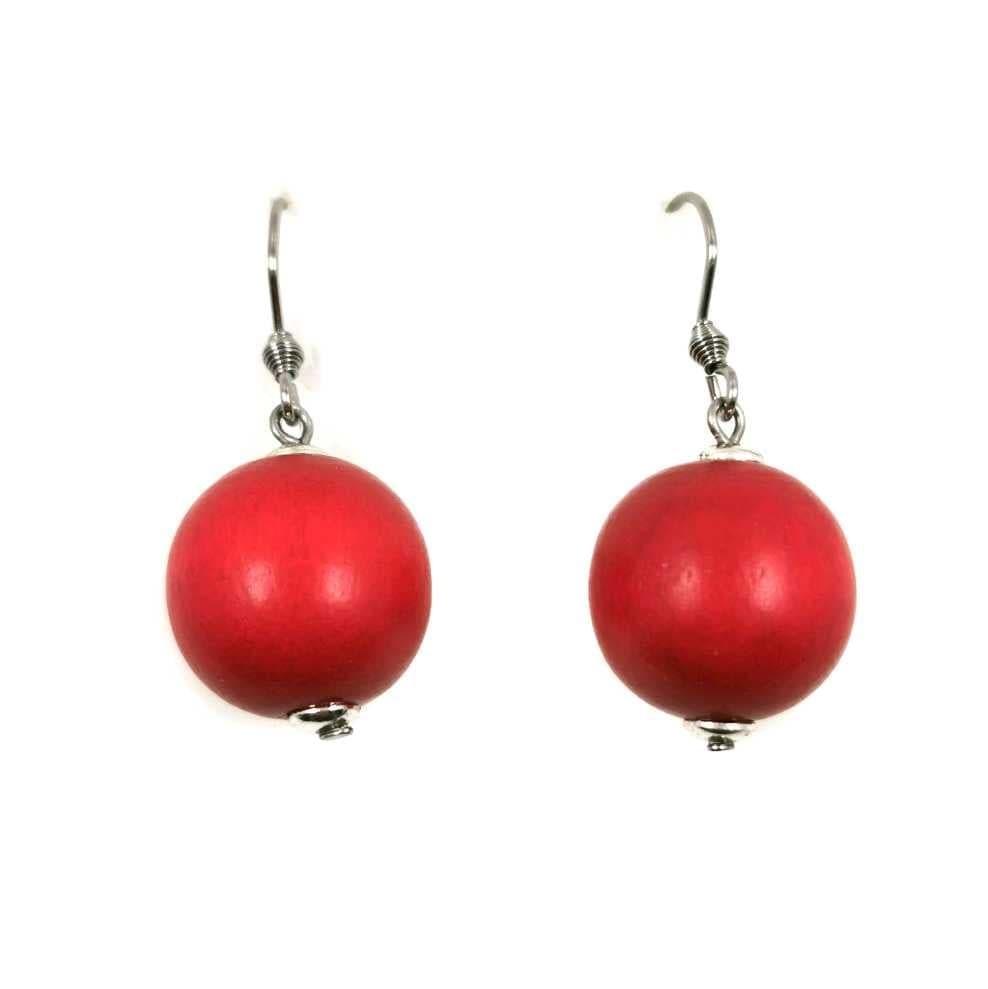 Earrings, Aino (red birch bead)