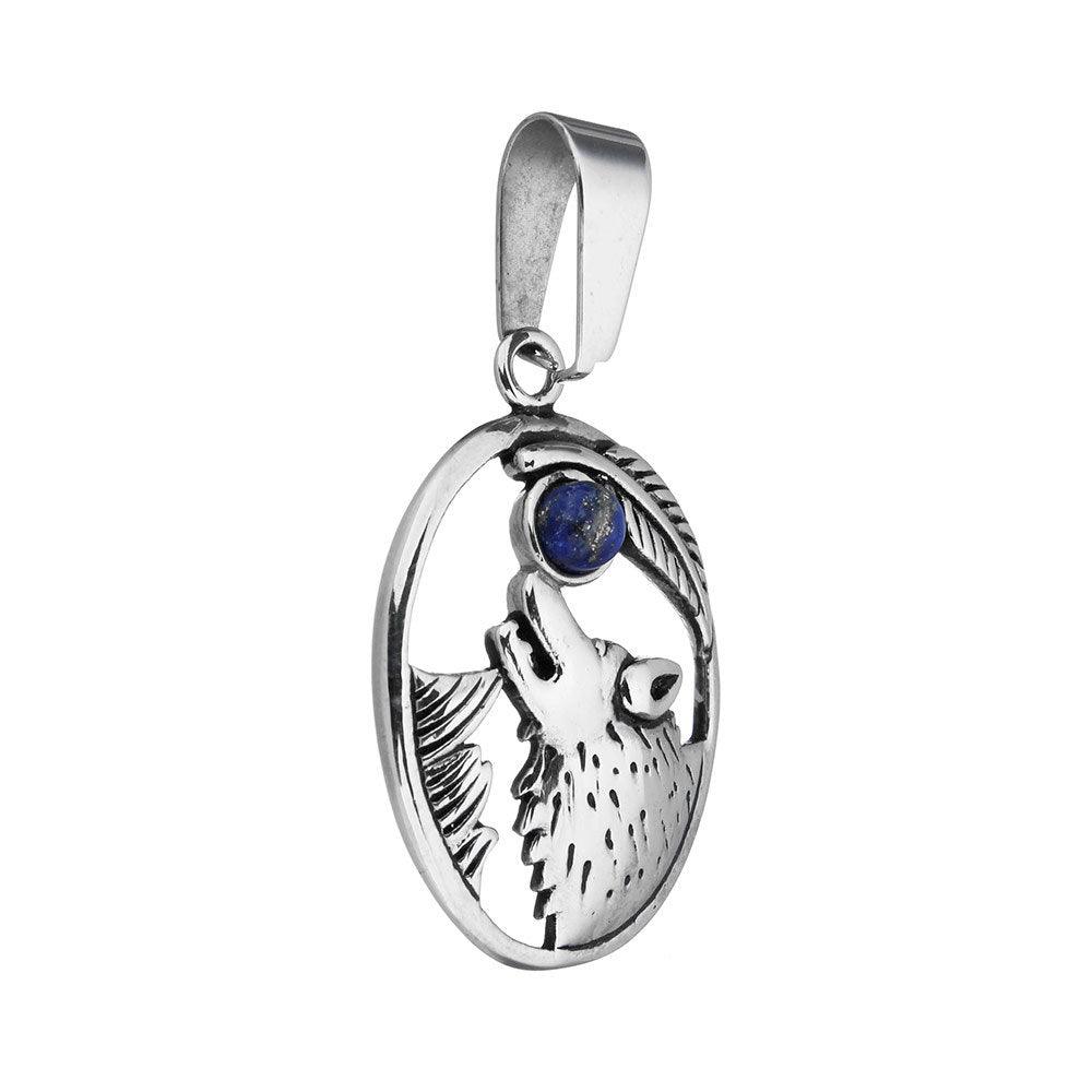 Surgical steel pendant, Howling Wolf