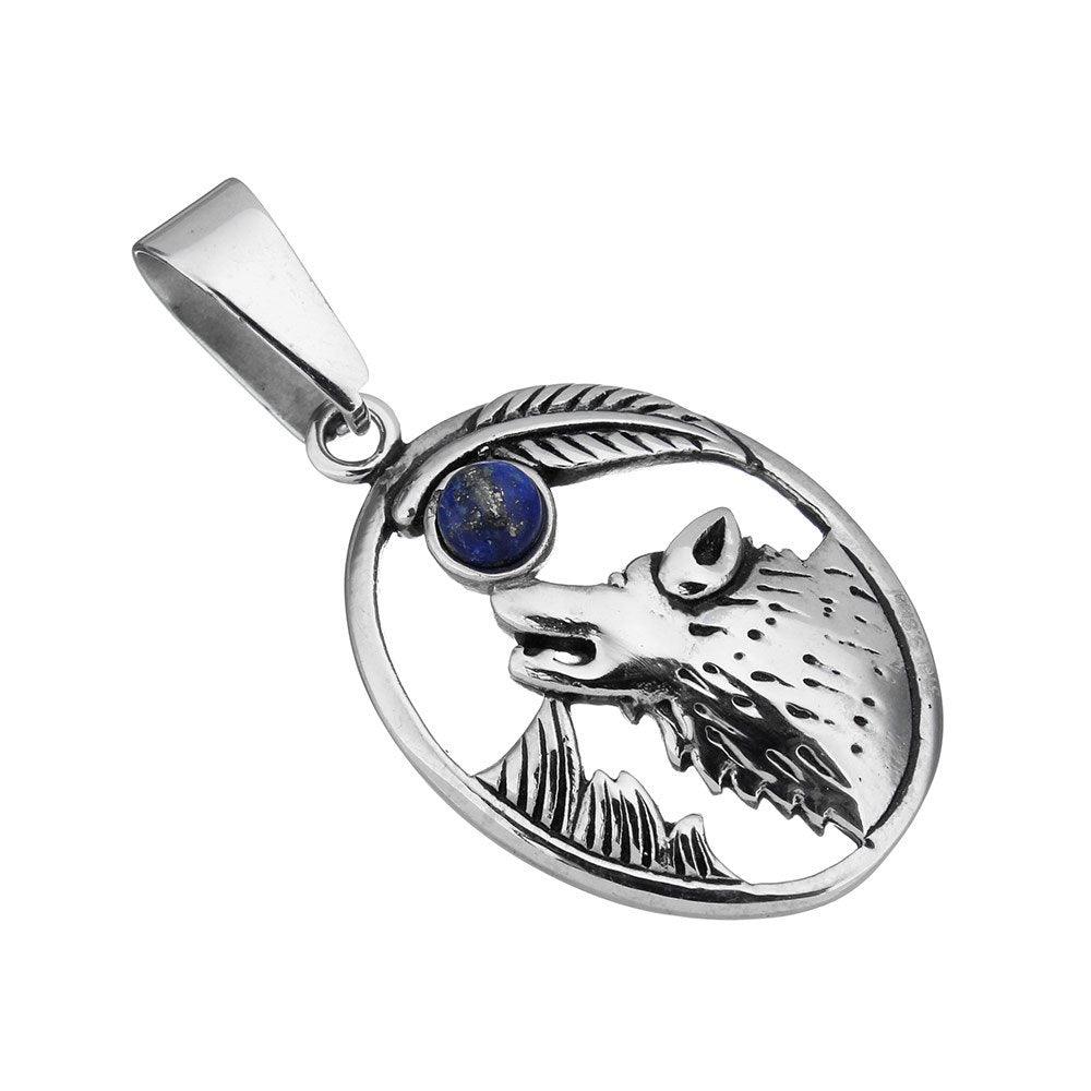 Surgical steel pendant, Howling Wolf