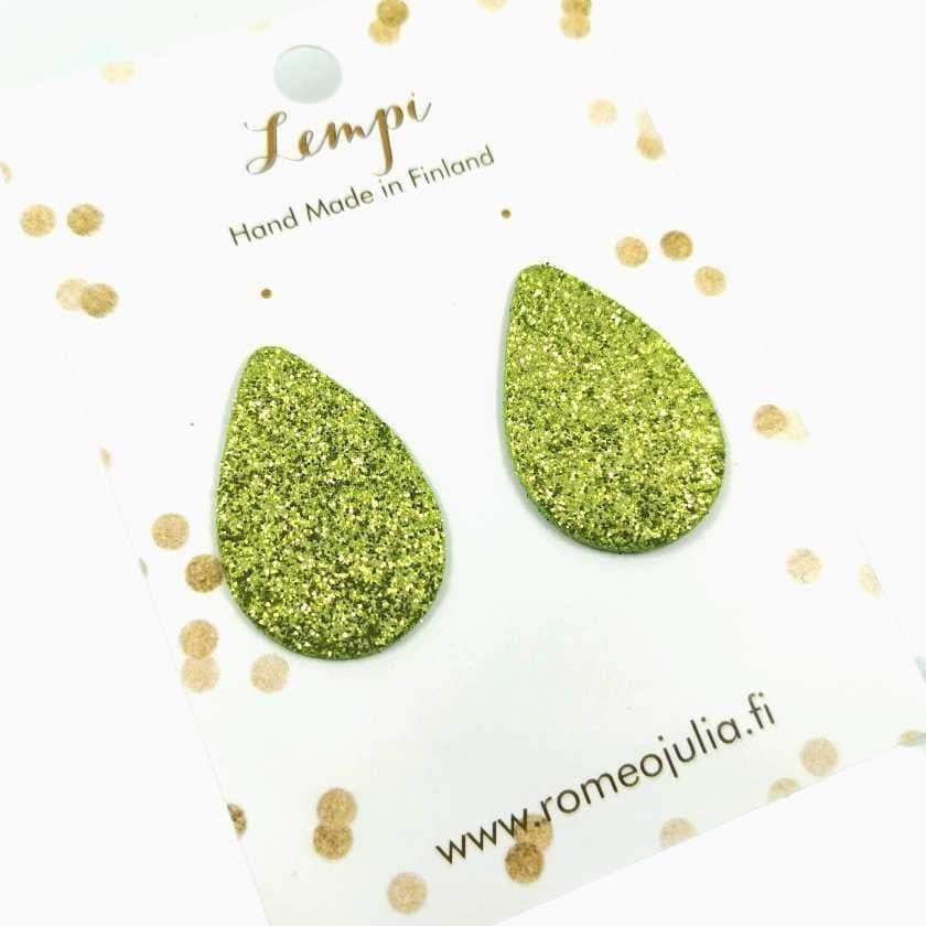 LEMPI earrings, Pisara XL (lime green glitter)