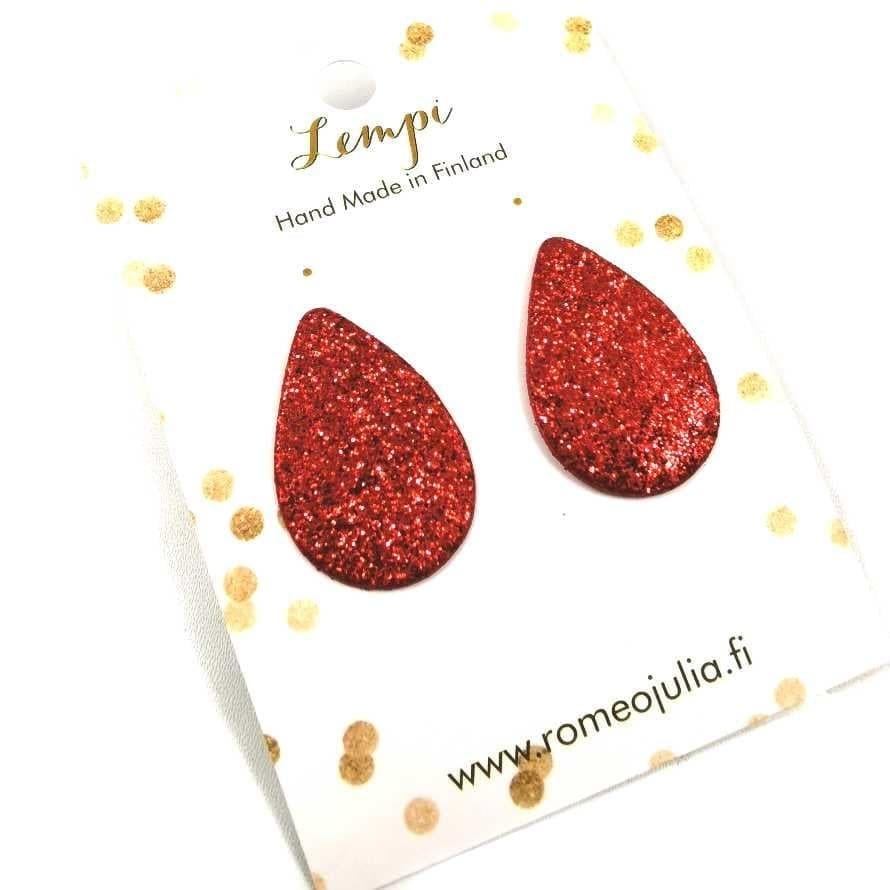 LEMPI earrings, Pisara XL (red glitter)